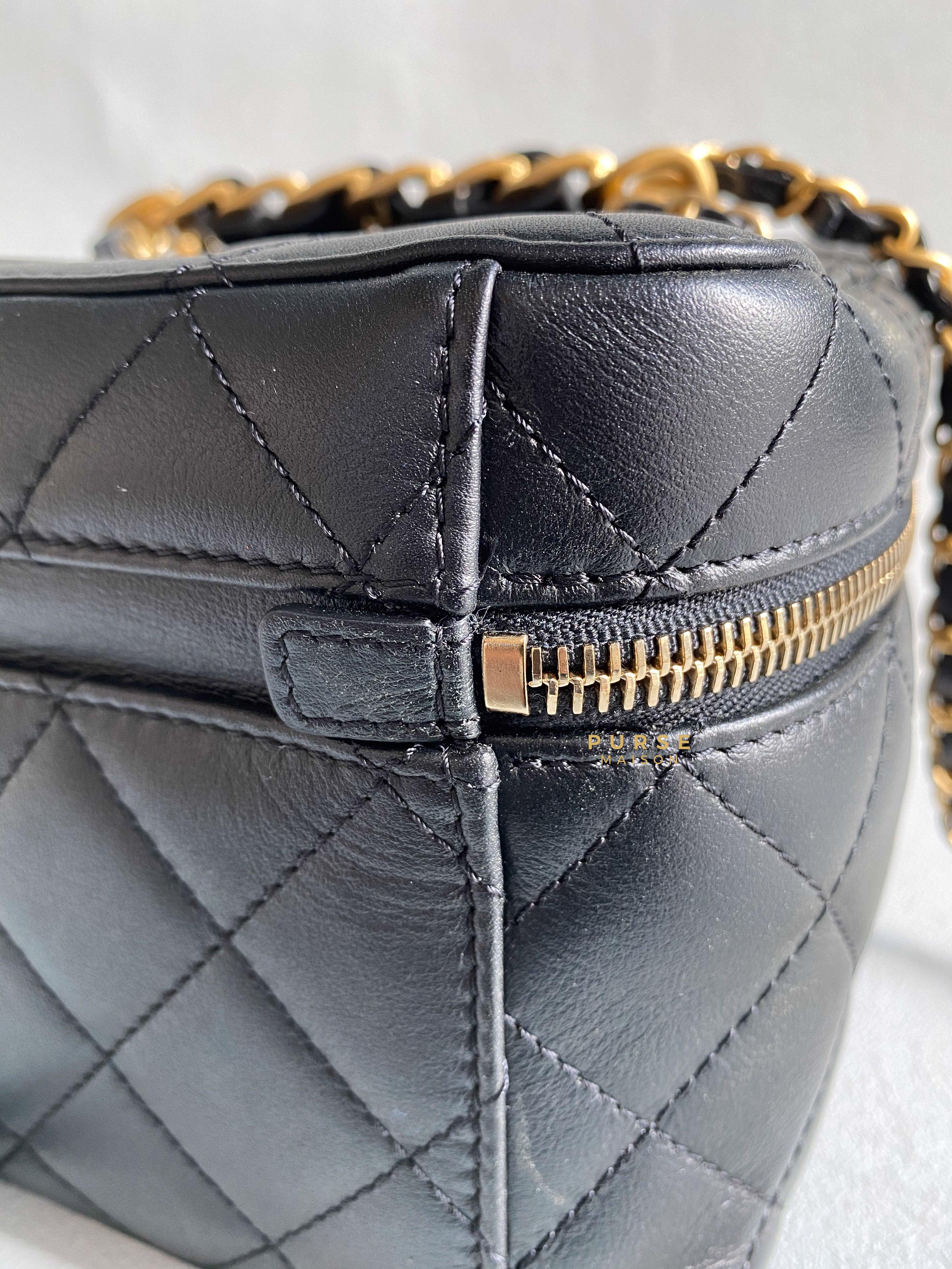 Chanel Vanity Case 22s Lambskin Leather in Aged Gold Hardware (Microchip) | Purse Maison Luxury Bags Shop