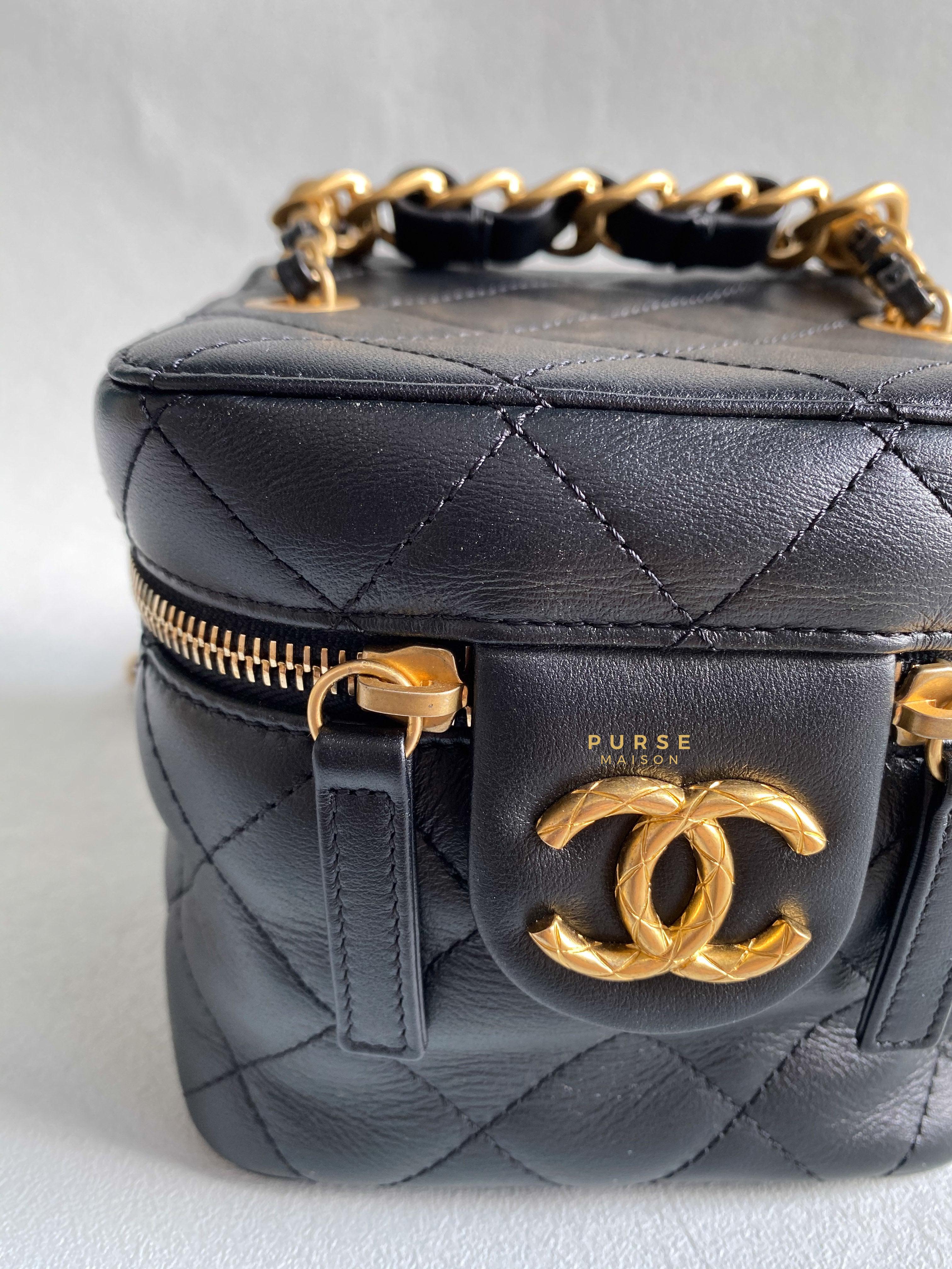 Chanel Vanity Case 22s Lambskin Leather in Aged Gold Hardware (Microchip) | Purse Maison Luxury Bags Shop