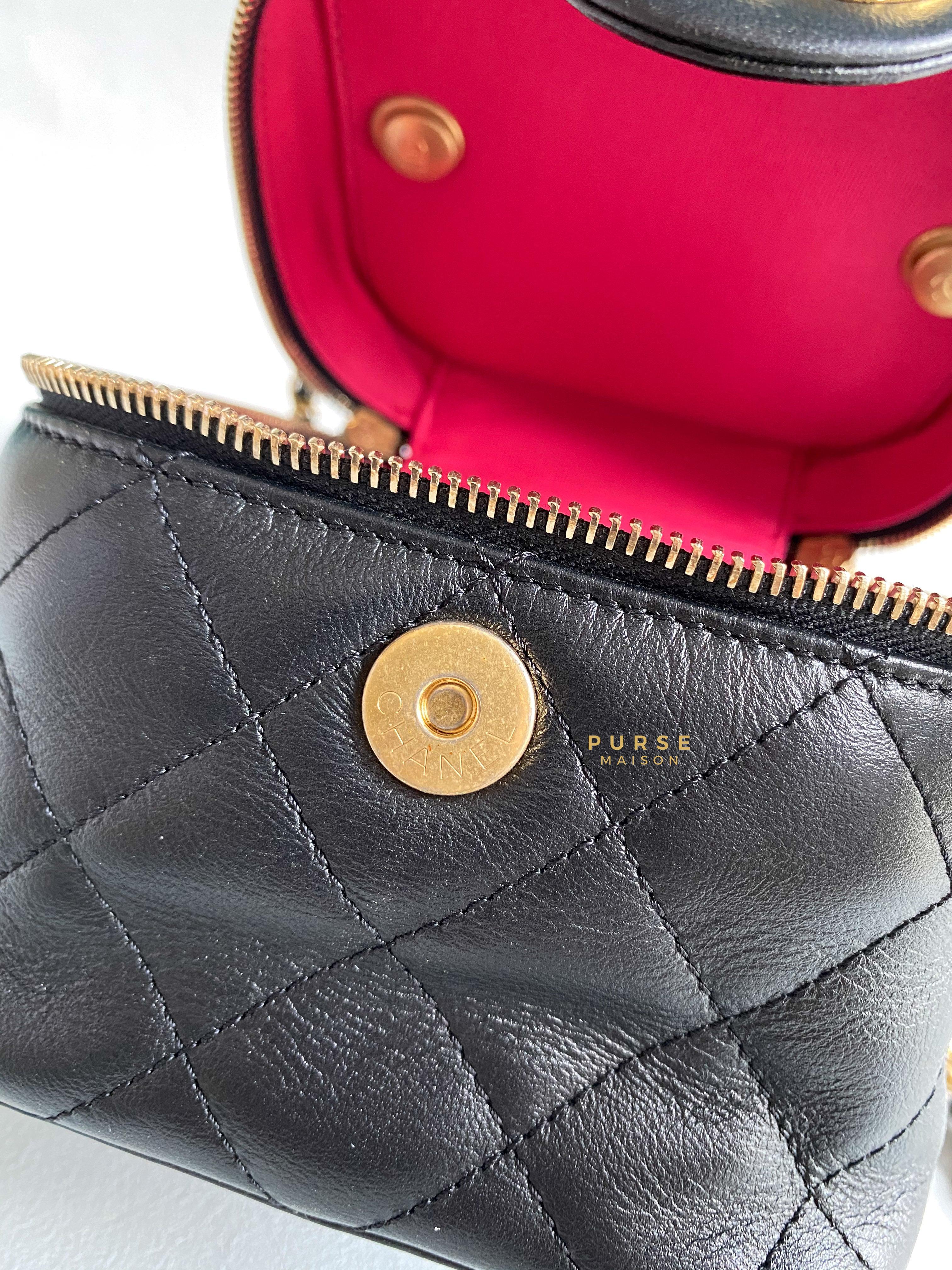 Chanel Vanity Case 22s Lambskin Leather in Aged Gold Hardware (Microchip) | Purse Maison Luxury Bags Shop