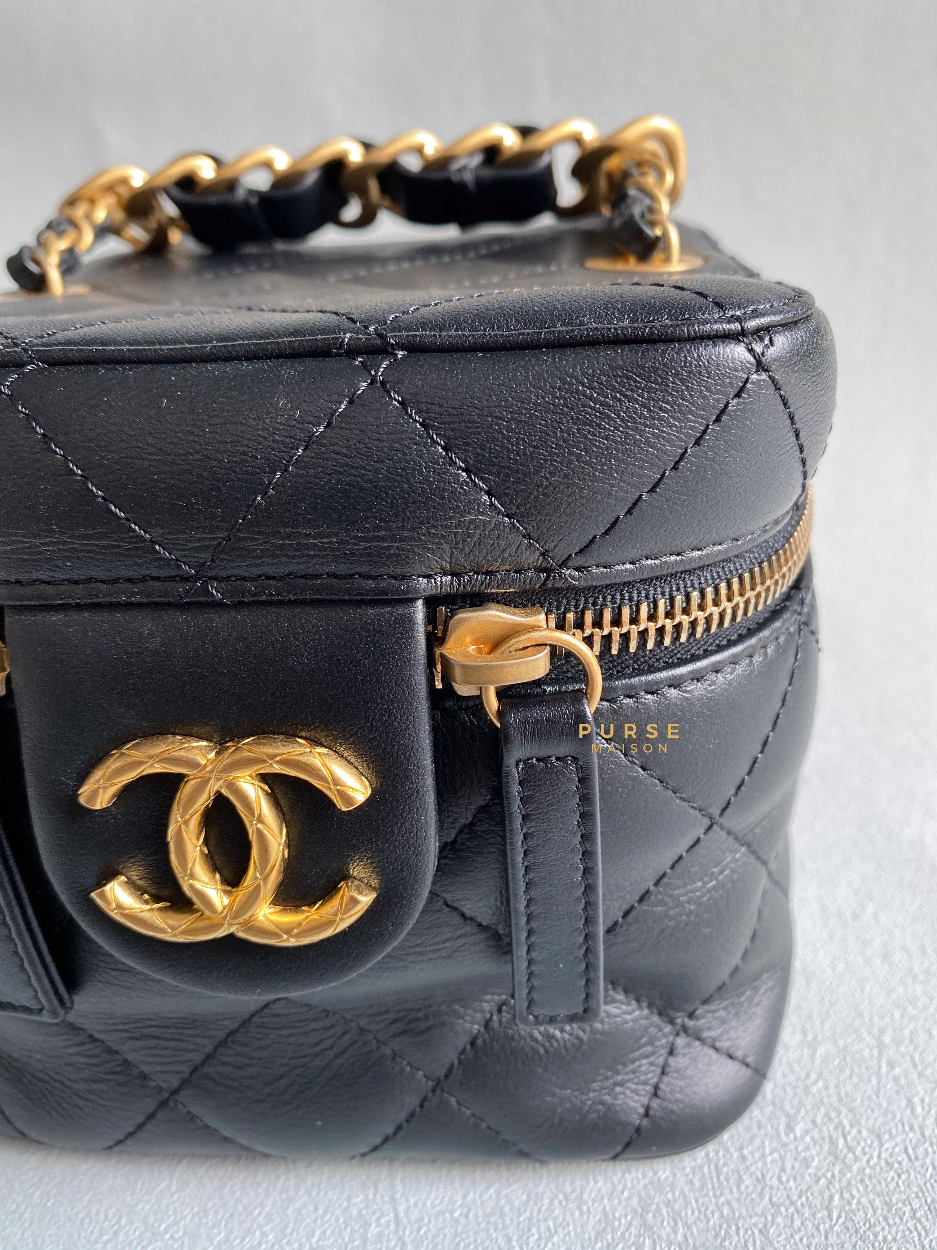 Chanel Vanity Case 22s Lambskin Leather in Aged Gold Hardware (Microchip) | Purse Maison Luxury Bags Shop