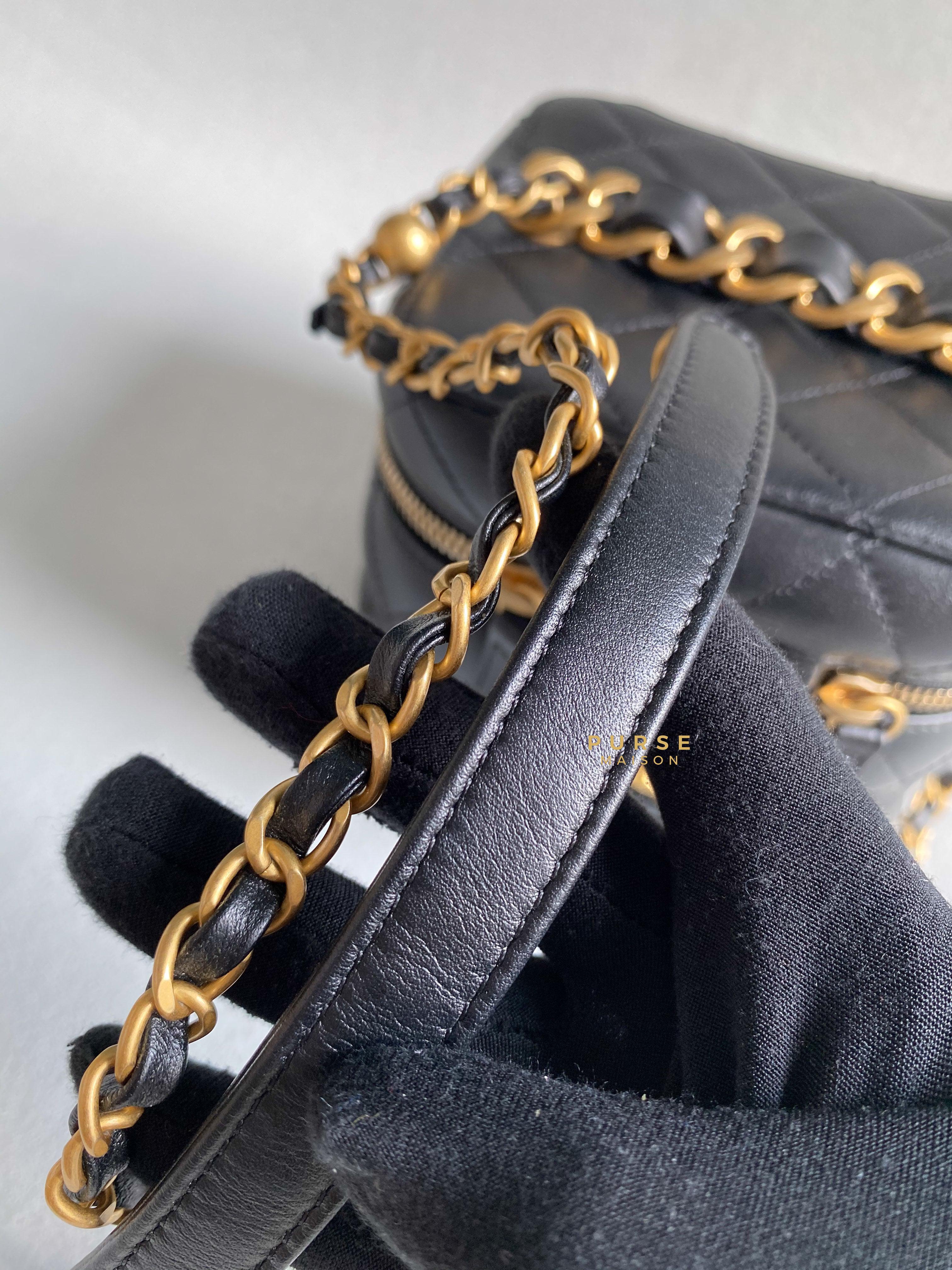 Chanel Vanity Case 22s Lambskin Leather in Aged Gold Hardware (Microchip) | Purse Maison Luxury Bags Shop