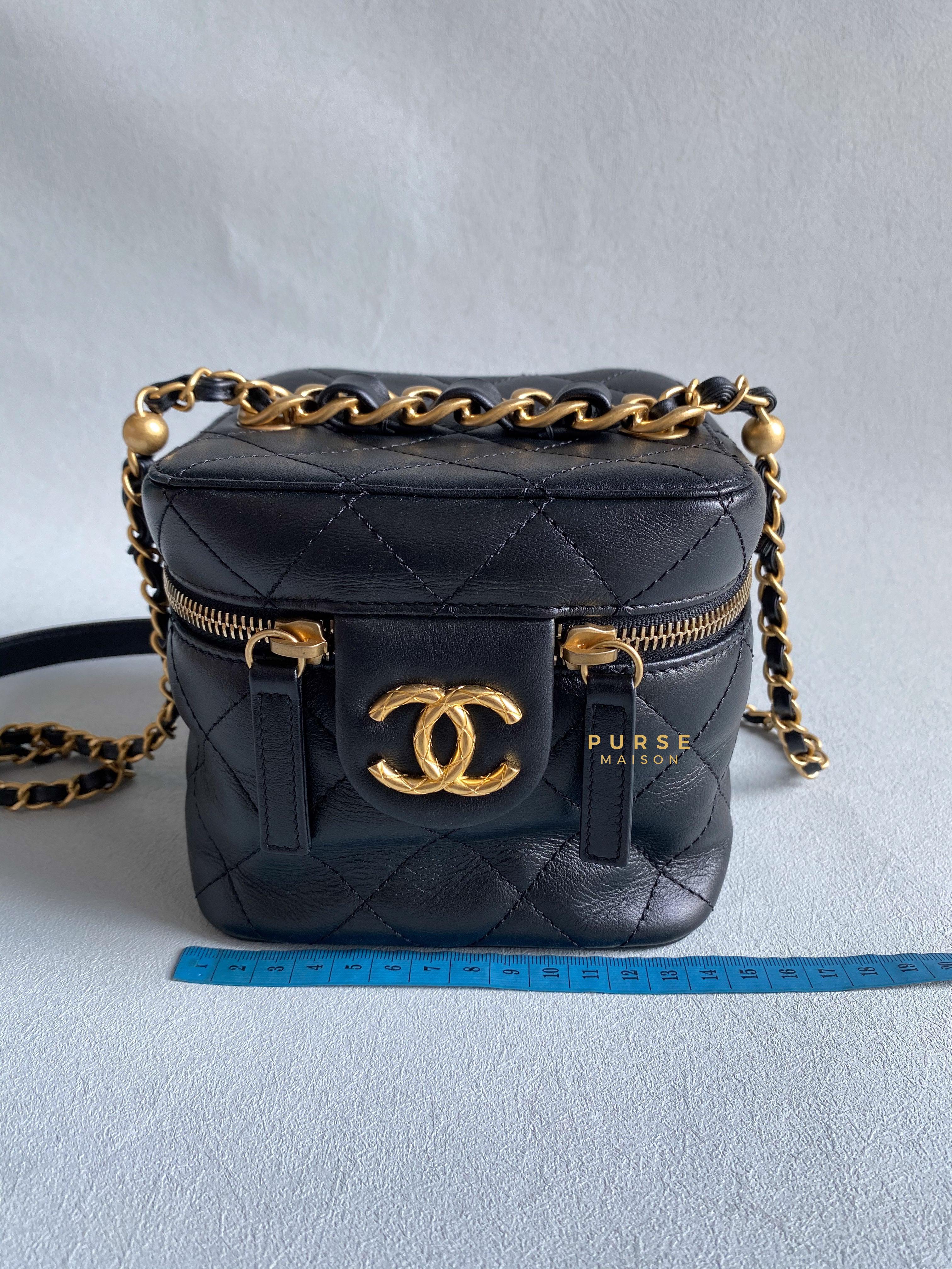 Chanel Vanity Case 22s Lambskin Leather in Aged Gold Hardware (Microchip) | Purse Maison Luxury Bags Shop