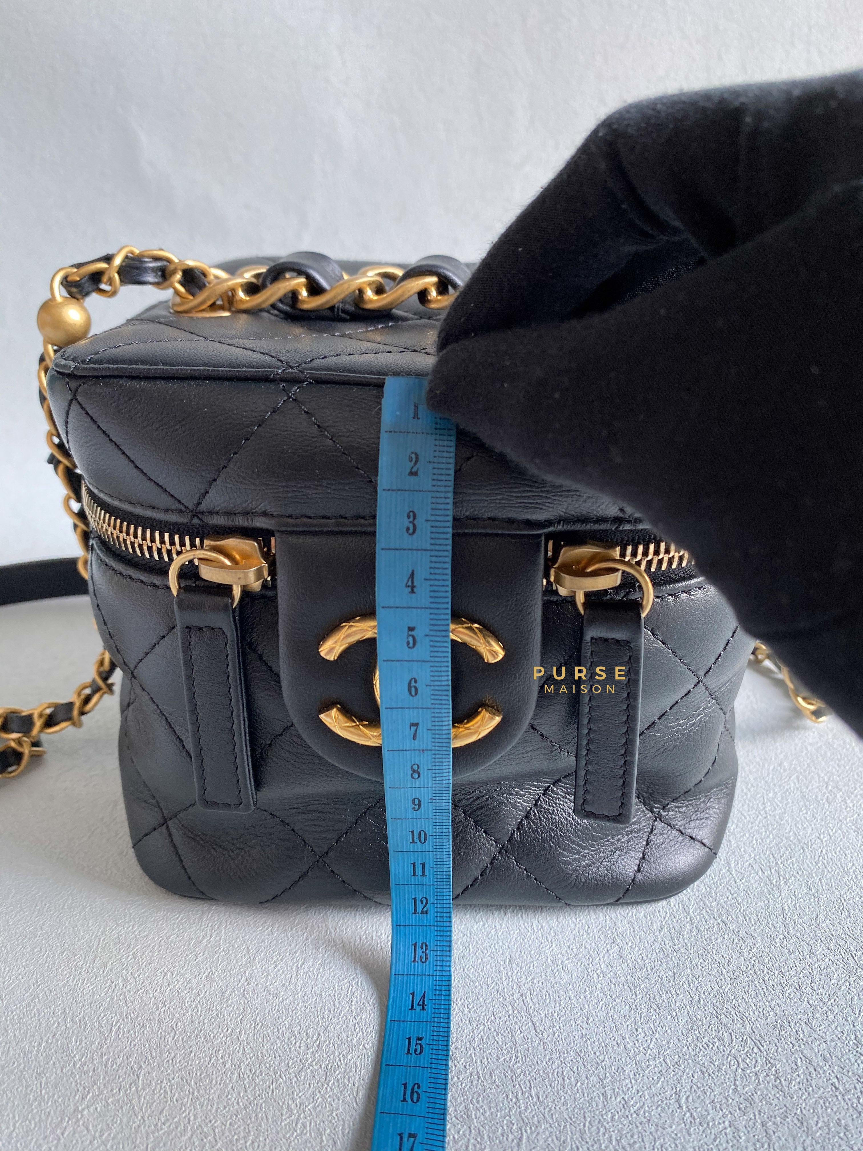 Chanel Vanity Case 22s Lambskin Leather in Aged Gold Hardware (Microchip) | Purse Maison Luxury Bags Shop