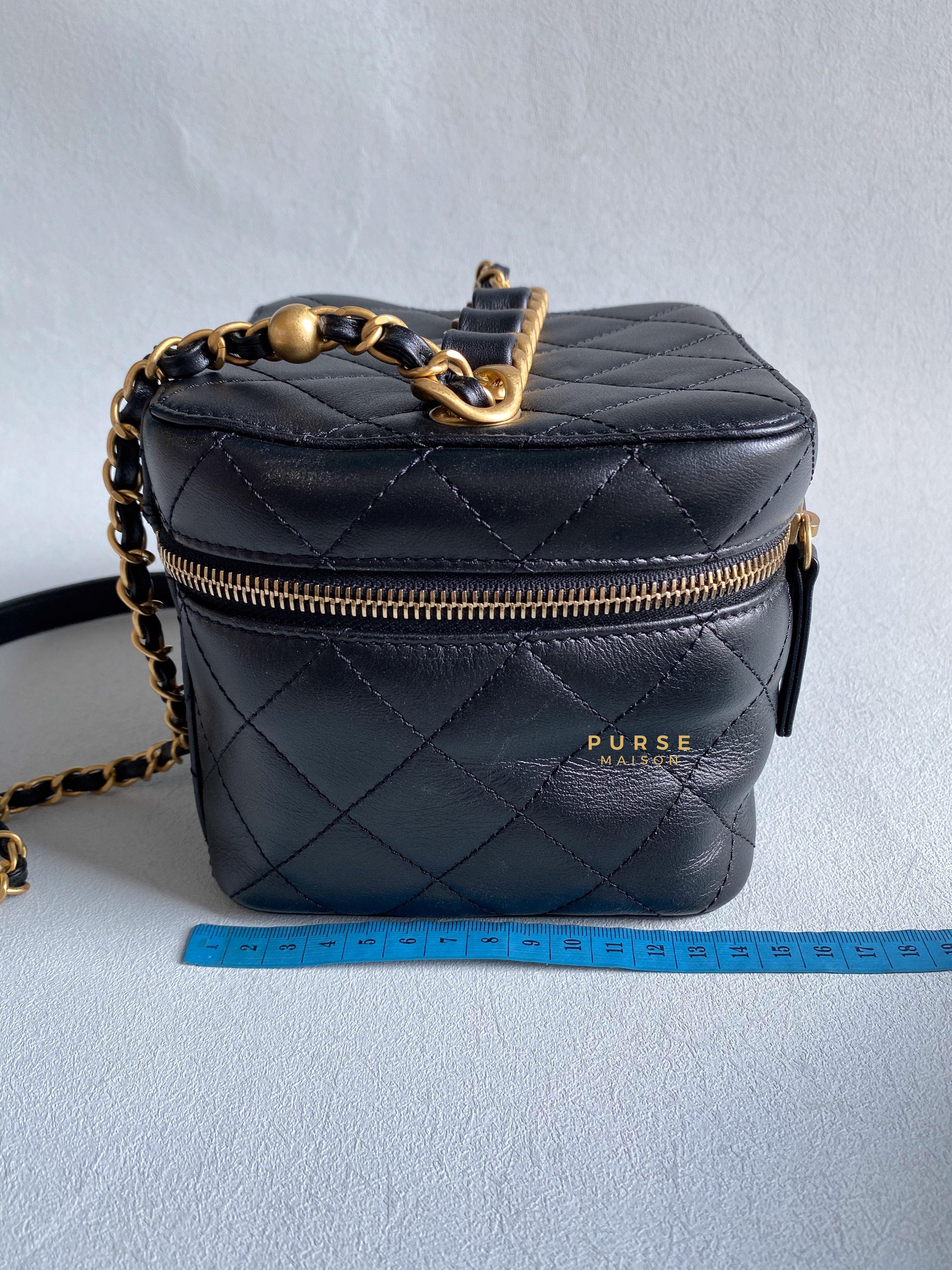 Chanel Vanity Case 22s Lambskin Leather in Aged Gold Hardware (Microchip) | Purse Maison Luxury Bags Shop