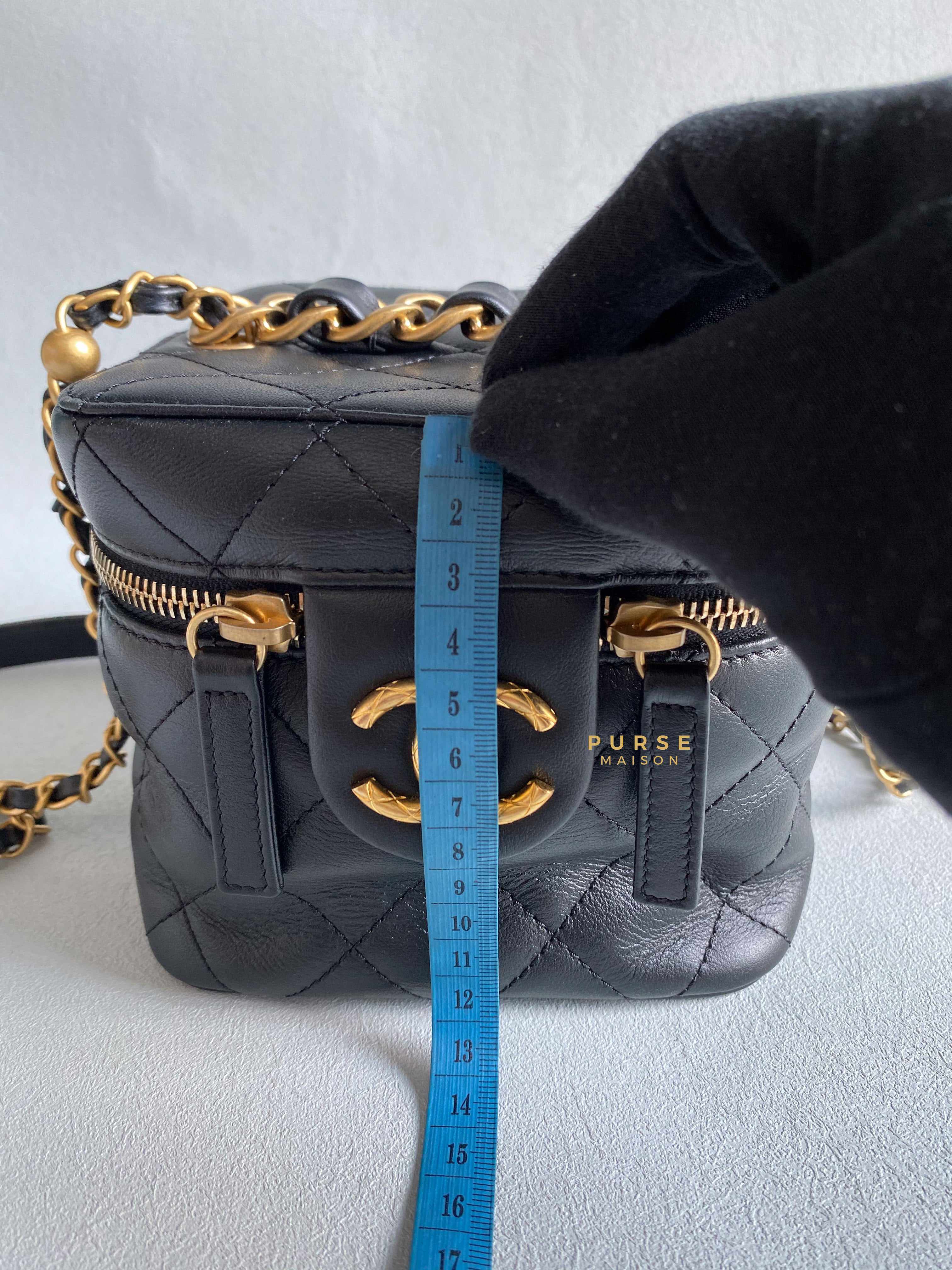 Chanel Vanity Case 22s Lambskin Leather in Aged Gold Hardware (Microchip) | Purse Maison Luxury Bags Shop