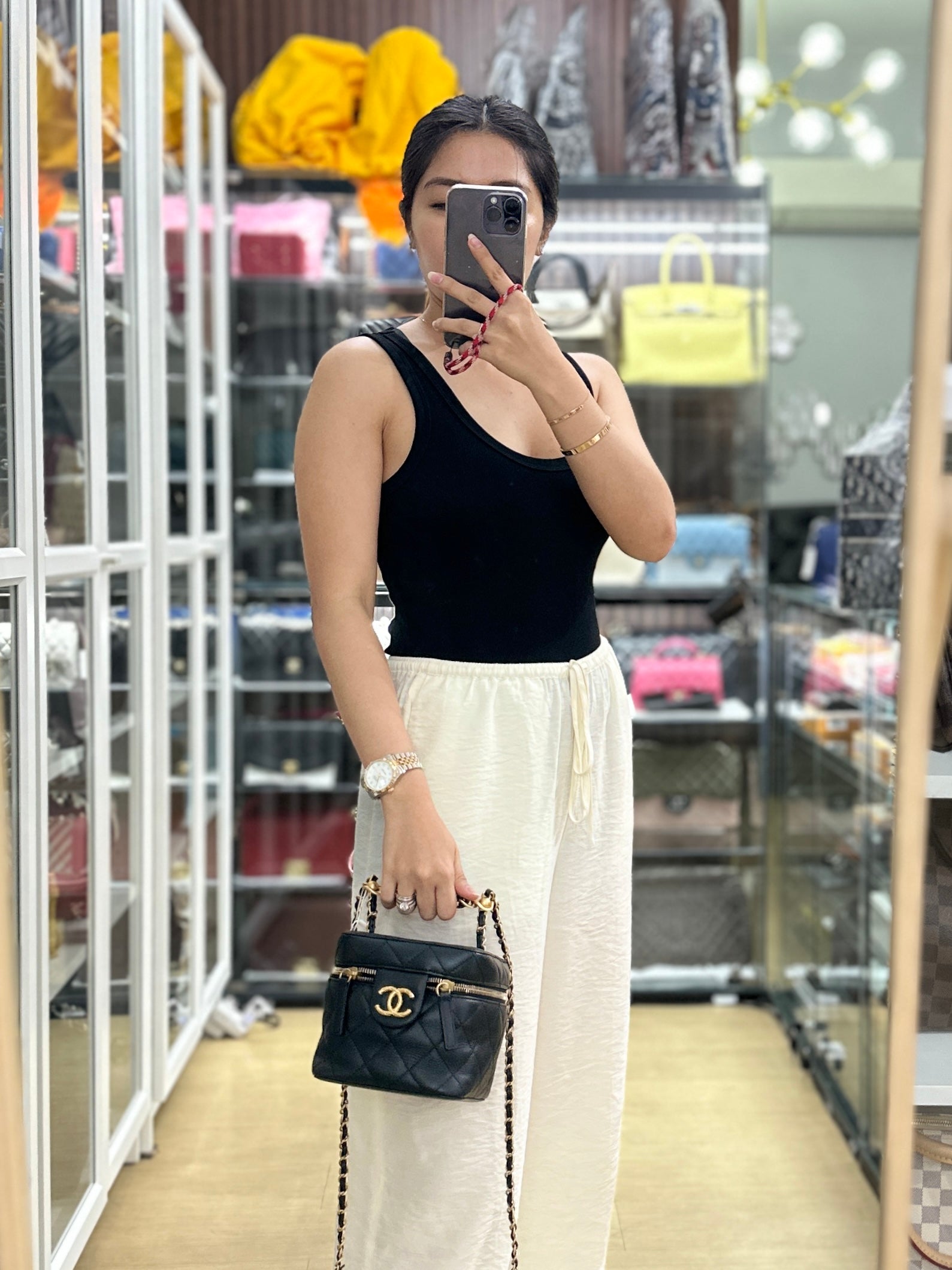 Vanity Case 22s Lambskin Leather in Aged Gold Hardware (Microchip) | Purse Maison Luxury Bags Shop