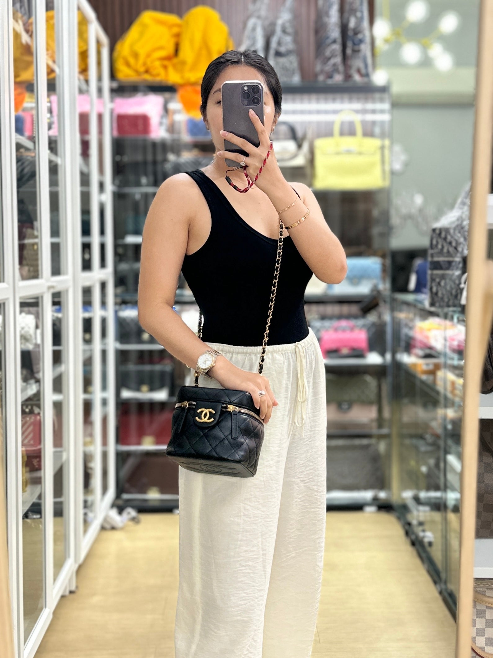 Vanity Case 22s Lambskin Leather in Aged Gold Hardware (Microchip) | Purse Maison Luxury Bags Shop