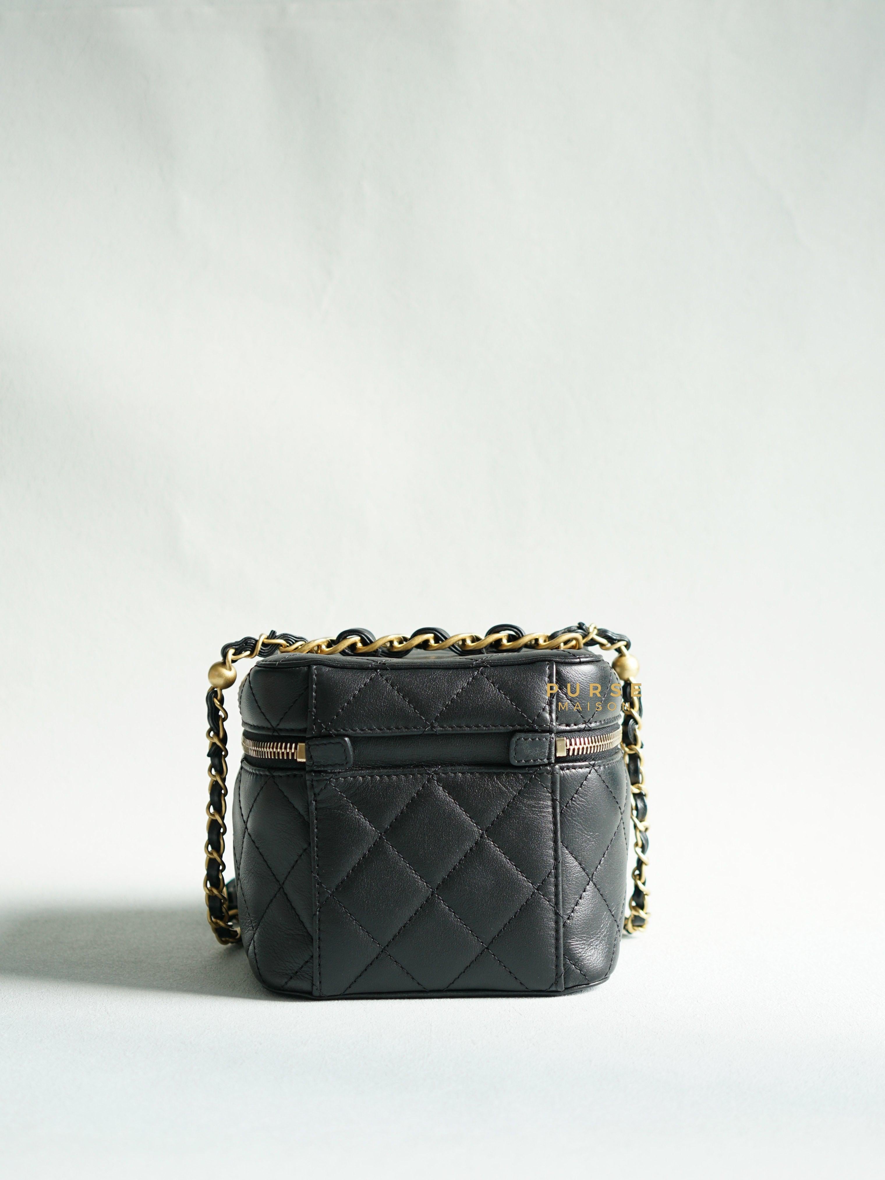 Chanel Vanity Case 22s Lambskin Leather in Aged Gold Hardware (Microchip) | Purse Maison Luxury Bags Shop