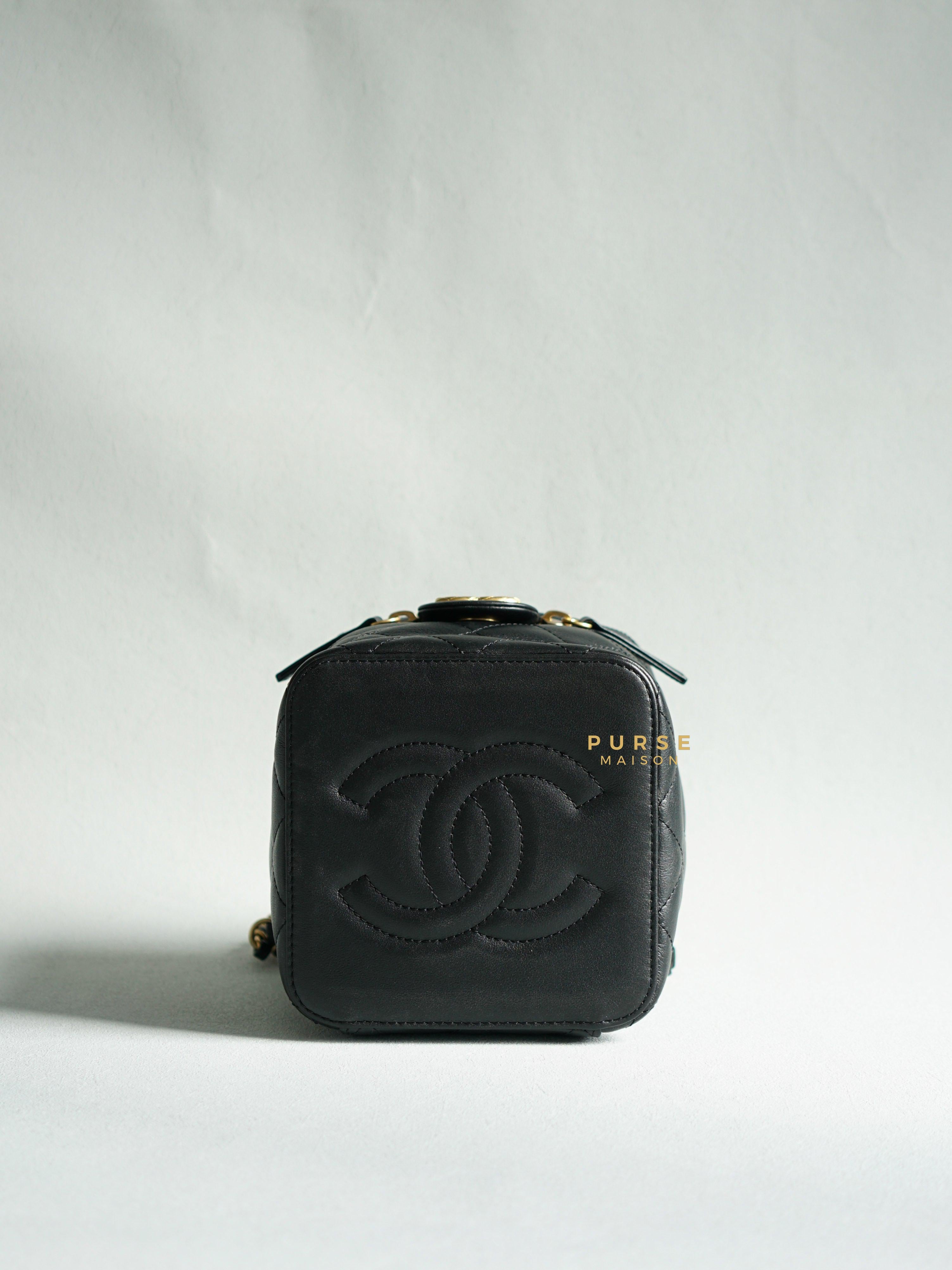 Chanel Vanity Case 22s Lambskin Leather in Aged Gold Hardware (Microchip) | Purse Maison Luxury Bags Shop