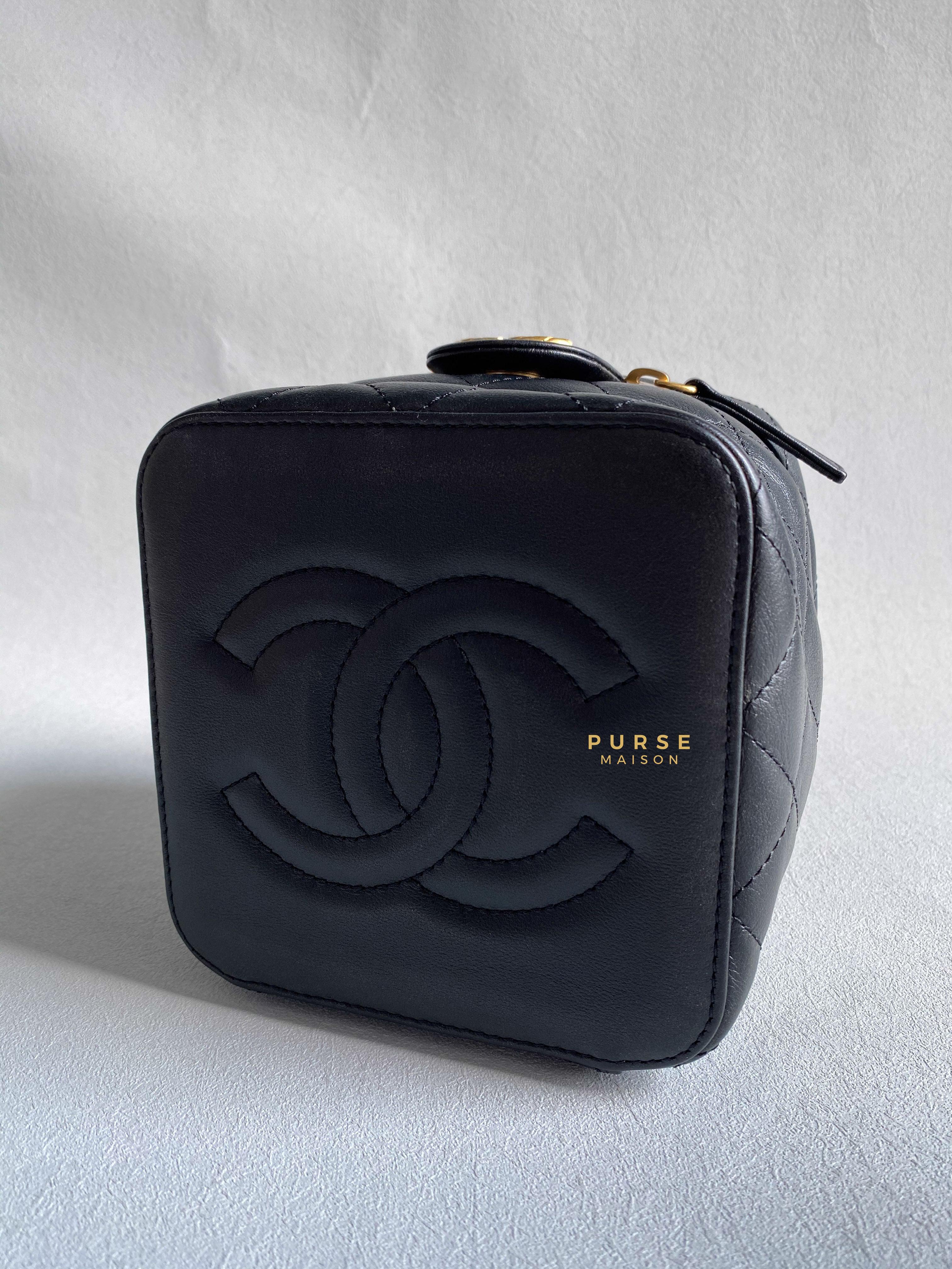 Chanel Vanity Case 22s Lambskin Leather in Aged Gold Hardware (Microchip) | Purse Maison Luxury Bags Shop