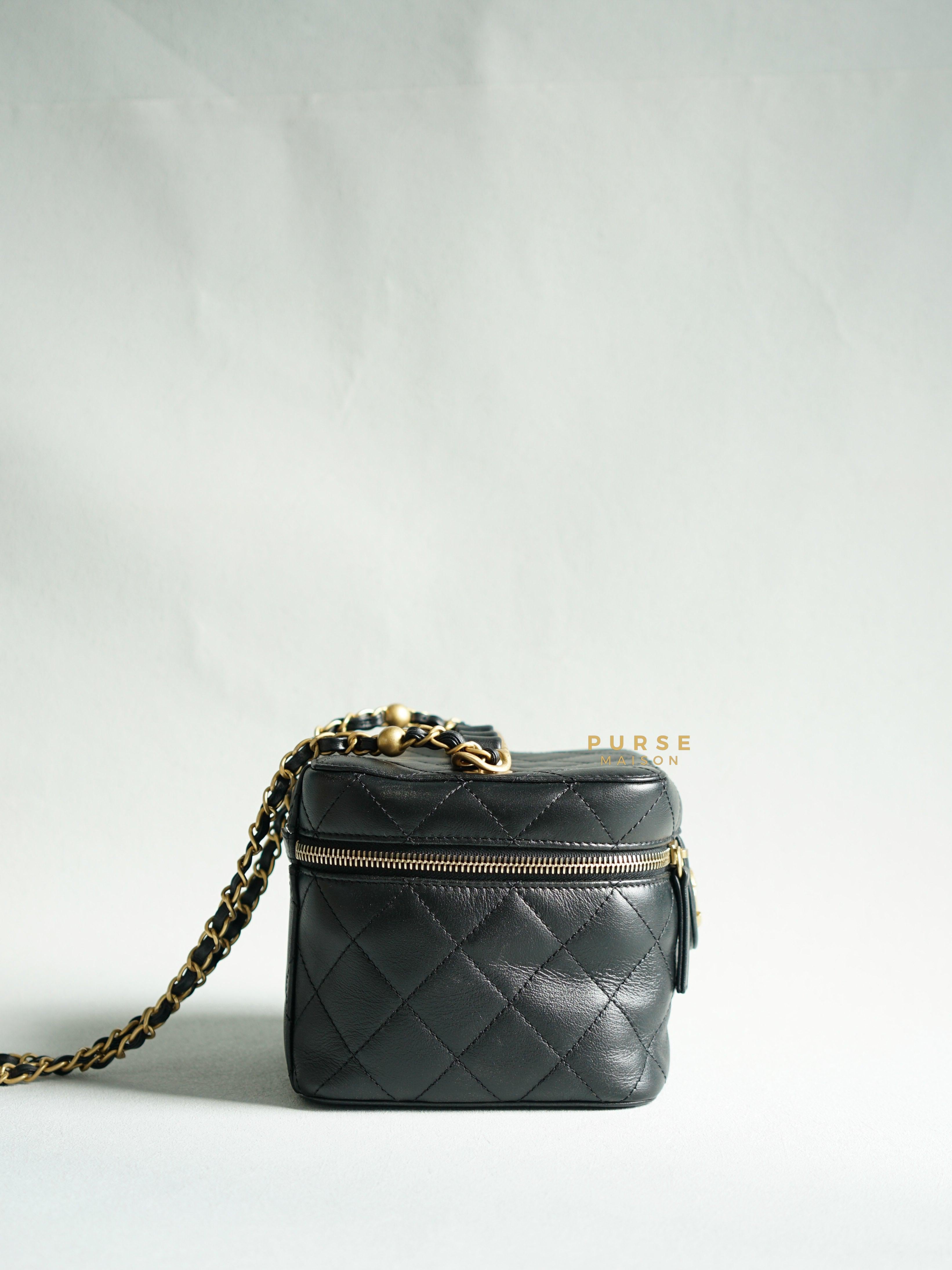 Chanel Vanity Case 22s Lambskin Leather in Aged Gold Hardware (Microchip) | Purse Maison Luxury Bags Shop