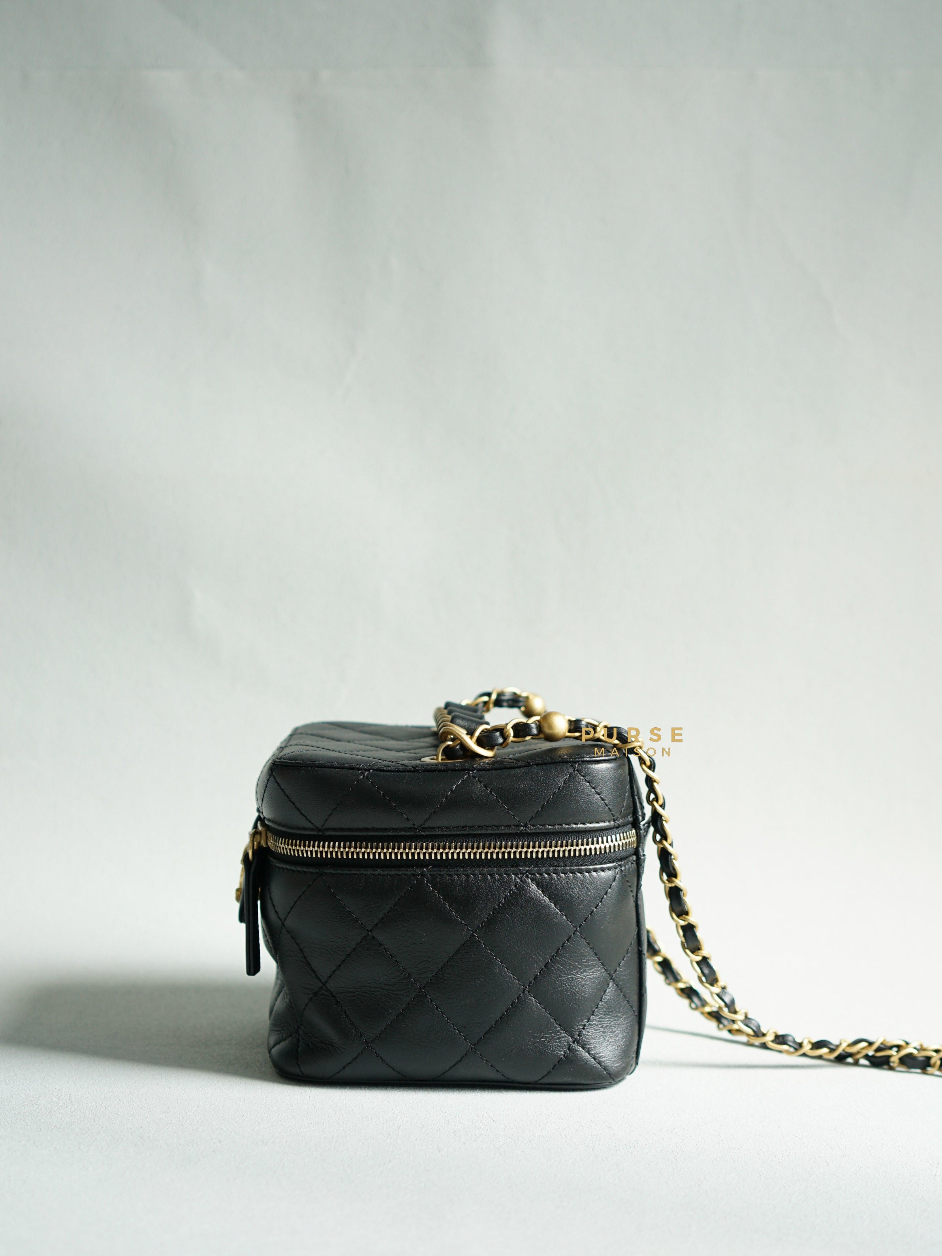 Chanel Vanity Case 22s Lambskin Leather in Aged Gold Hardware (Microchip) | Purse Maison Luxury Bags Shop