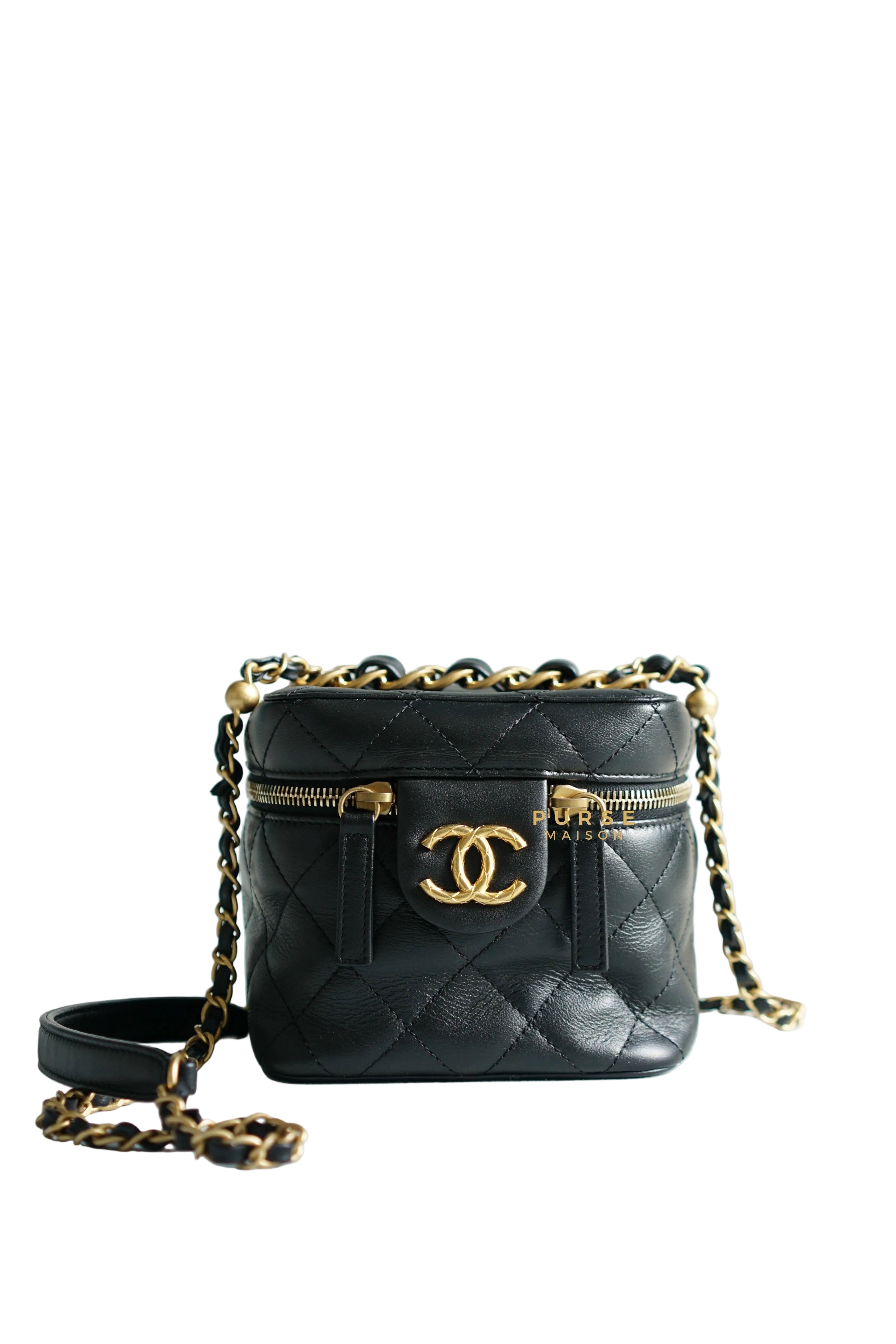 Chanel Vanity Case 22s Lambskin Leather in Aged Gold Hardware (Microchip) | Purse Maison Luxury Bags Shop