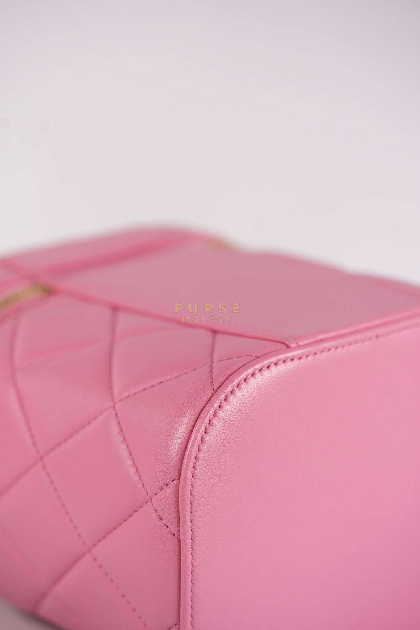 Vanity Case Bag in Pink Quilted Lambskin Leather & Gold Hardware Series 30 | Purse Maison Luxury Bags Shop