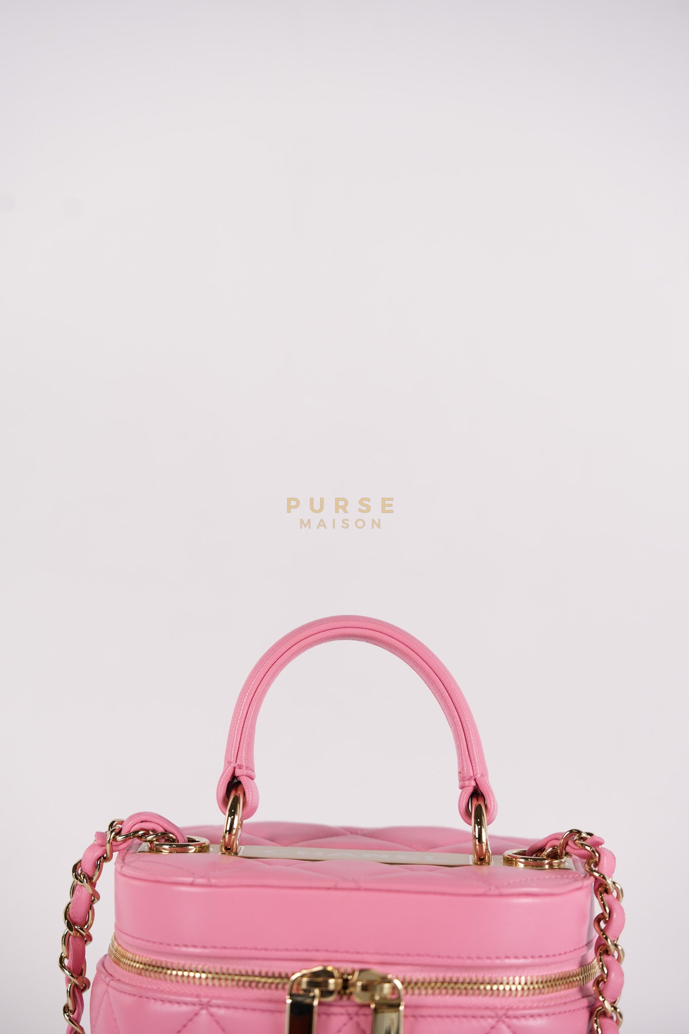 Vanity Case Bag in Pink Quilted Lambskin Leather & Gold Hardware Series 30 | Purse Maison Luxury Bags Shop