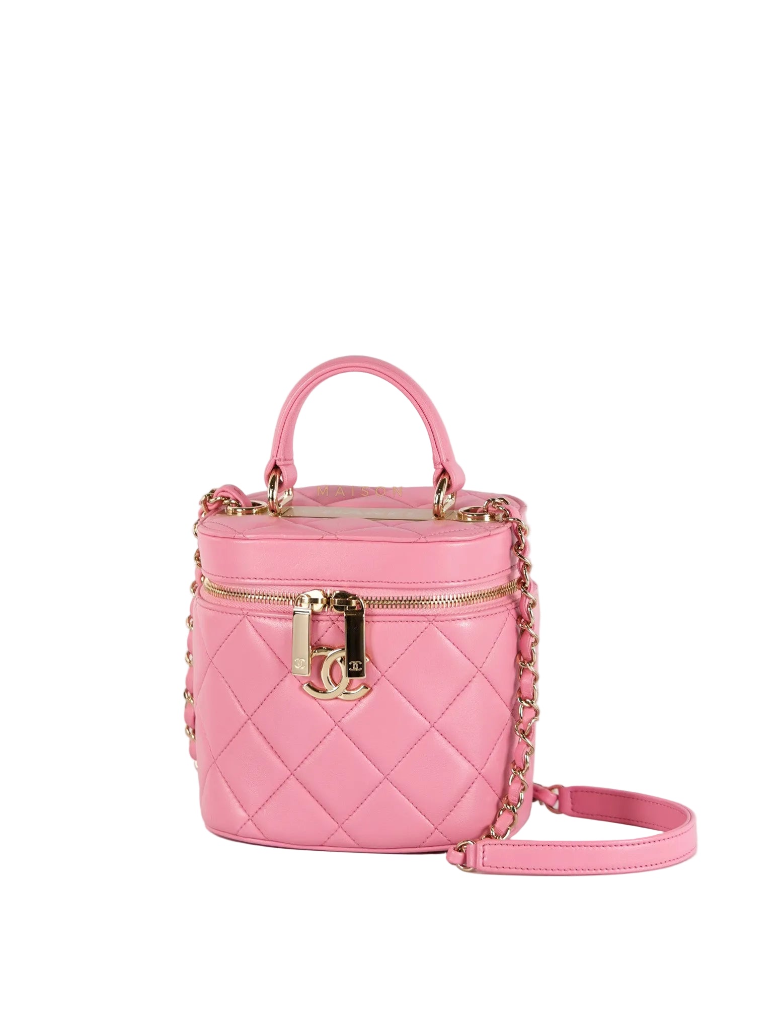 Vanity Case Bag in Pink Quilted Lambskin Leather & Gold Hardware Series 30 | Purse Maison Luxury Bags Shop
