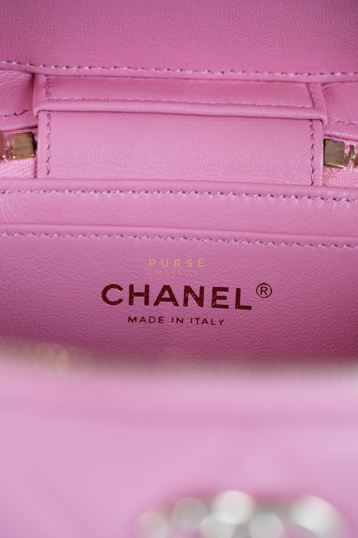 Vanity Case Bag in Pink Quilted Lambskin Leather & Gold Hardware Series 30 | Purse Maison Luxury Bags Shop