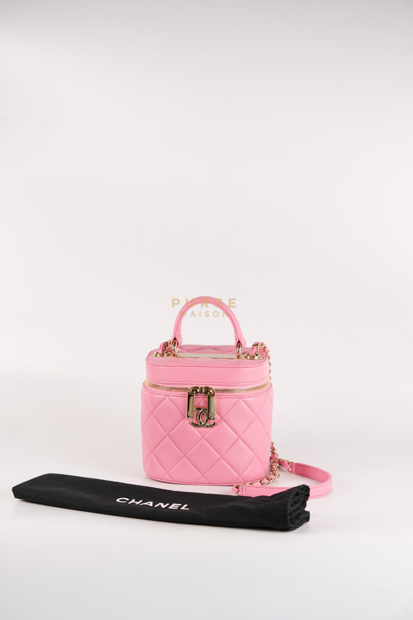 Vanity Case Bag in Pink Quilted Lambskin Leather & Gold Hardware Series 30 | Purse Maison Luxury Bags Shop