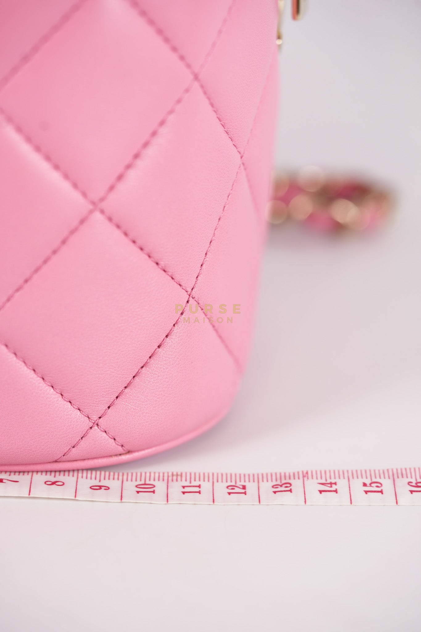 Vanity Case Bag in Pink Quilted Lambskin Leather & Gold Hardware Series 30 | Purse Maison Luxury Bags Shop