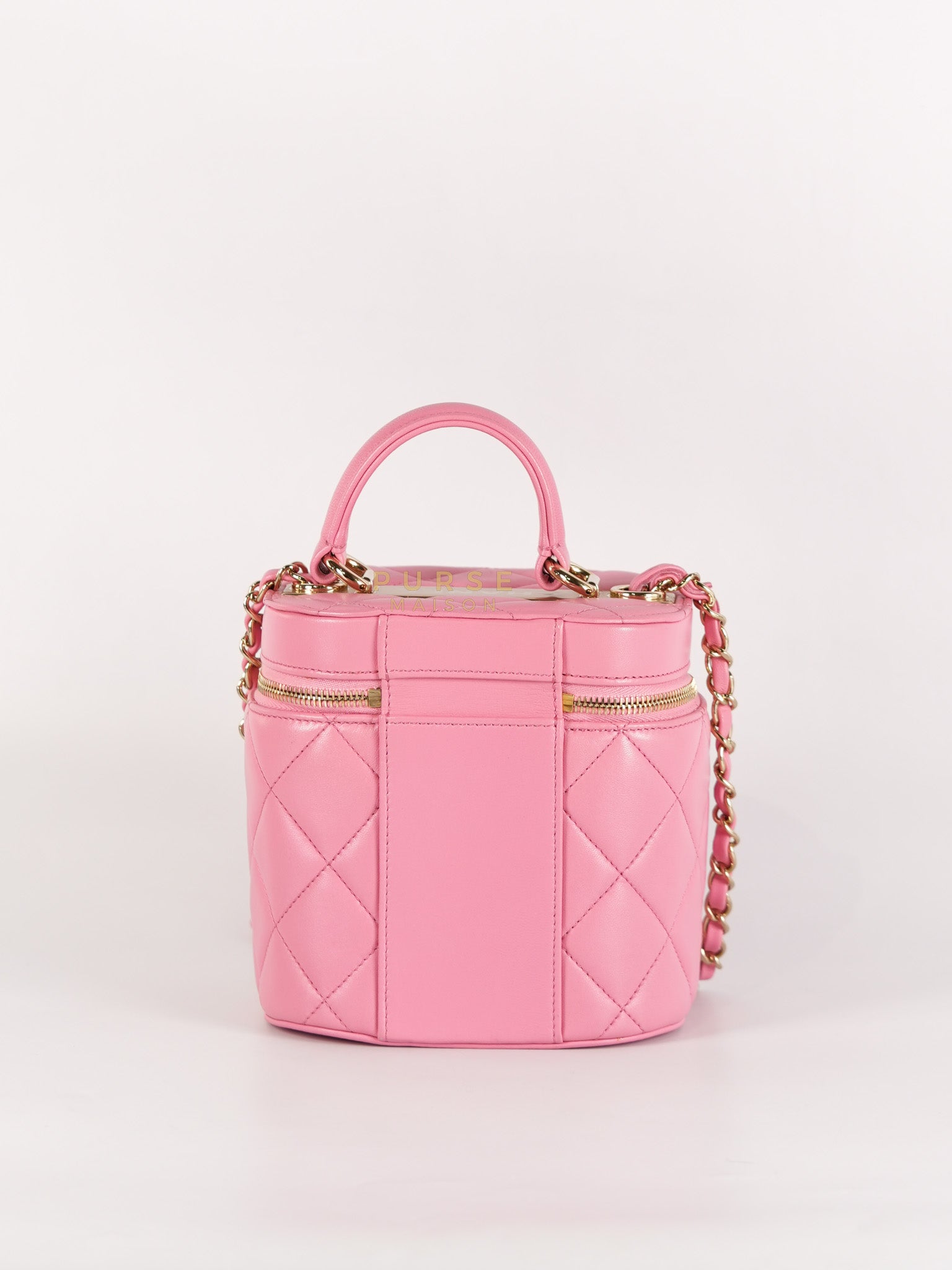 Vanity Case Bag in Pink Quilted Lambskin Leather & Gold Hardware Series 30 | Purse Maison Luxury Bags Shop