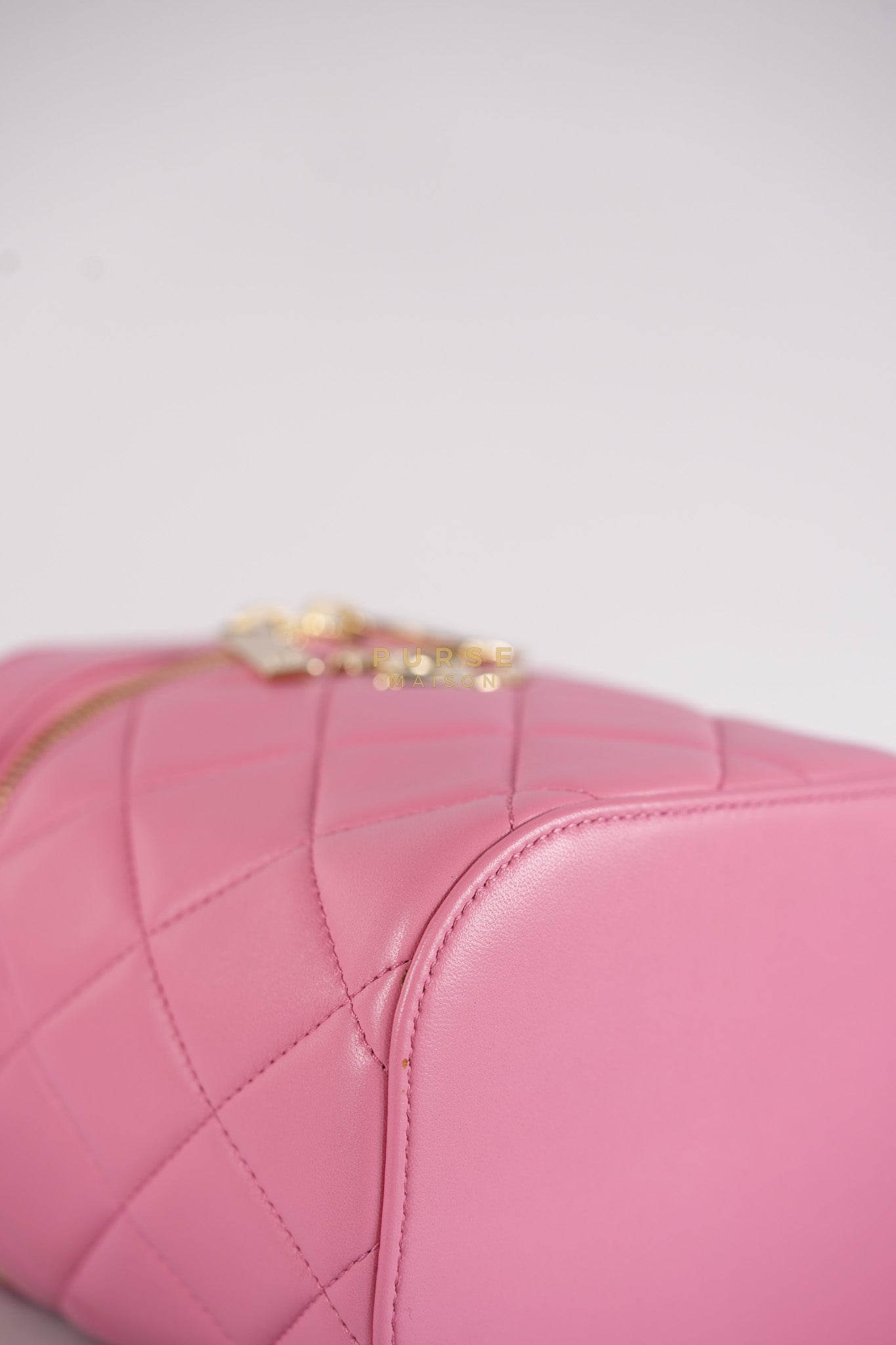 Vanity Case Bag in Pink Quilted Lambskin Leather & Gold Hardware Series 30 | Purse Maison Luxury Bags Shop