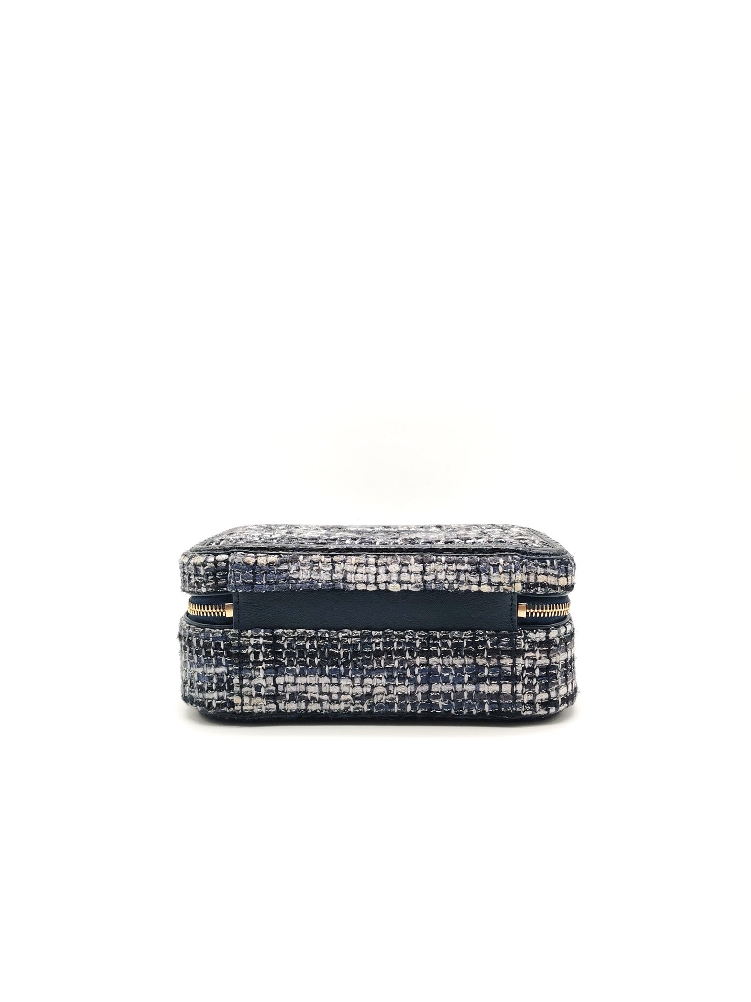 Vanity Case Filigree Medium in Navy Tweed Python Aged Gold Hardware (Series 25) | Purse Maison Luxury Bags Shop