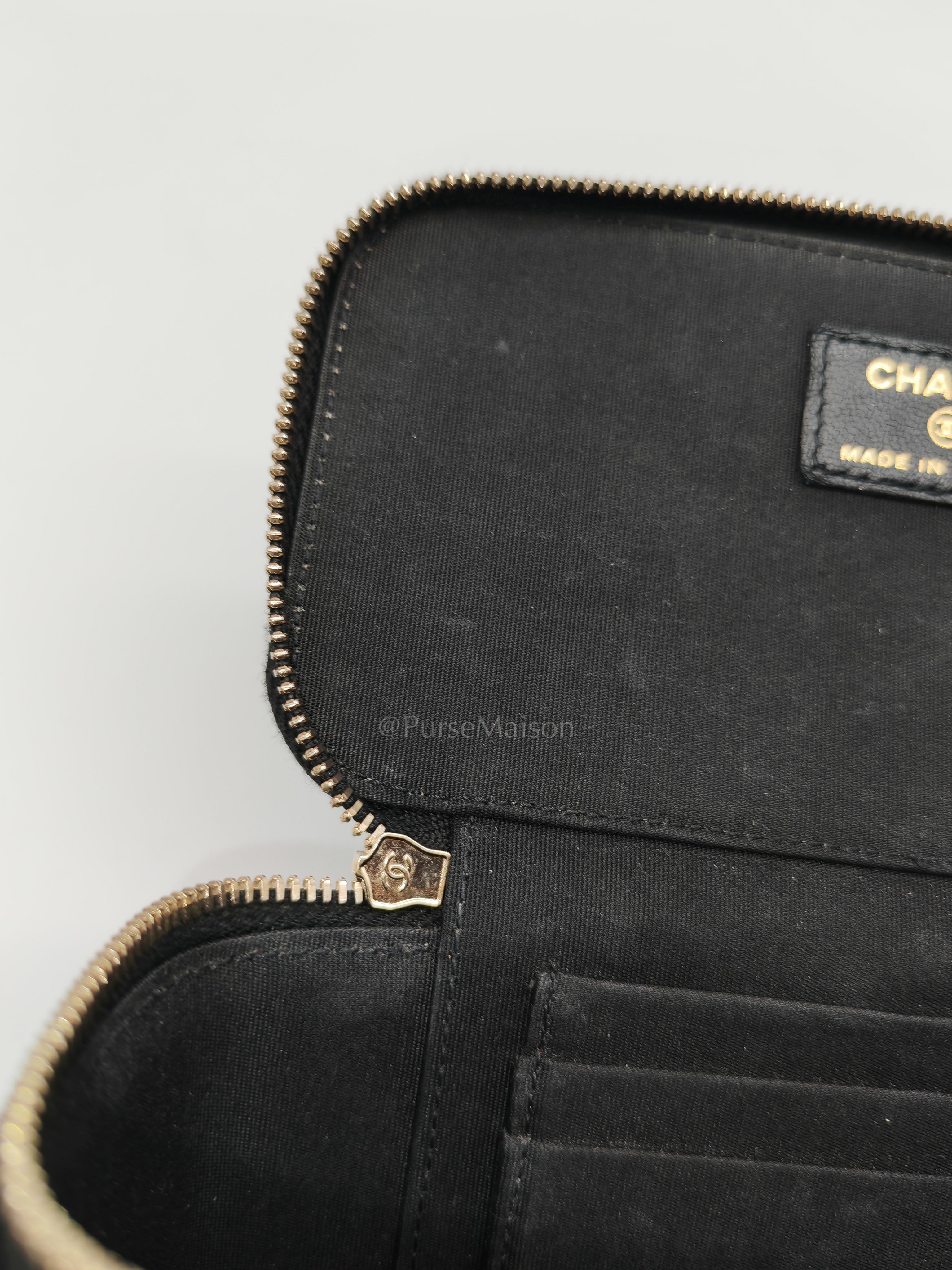 Vanity Case Top Handle Small in Black Quilted Lambskin Leather & Gold Hardware Series 31 | Purse Maison Luxury Bags Shop