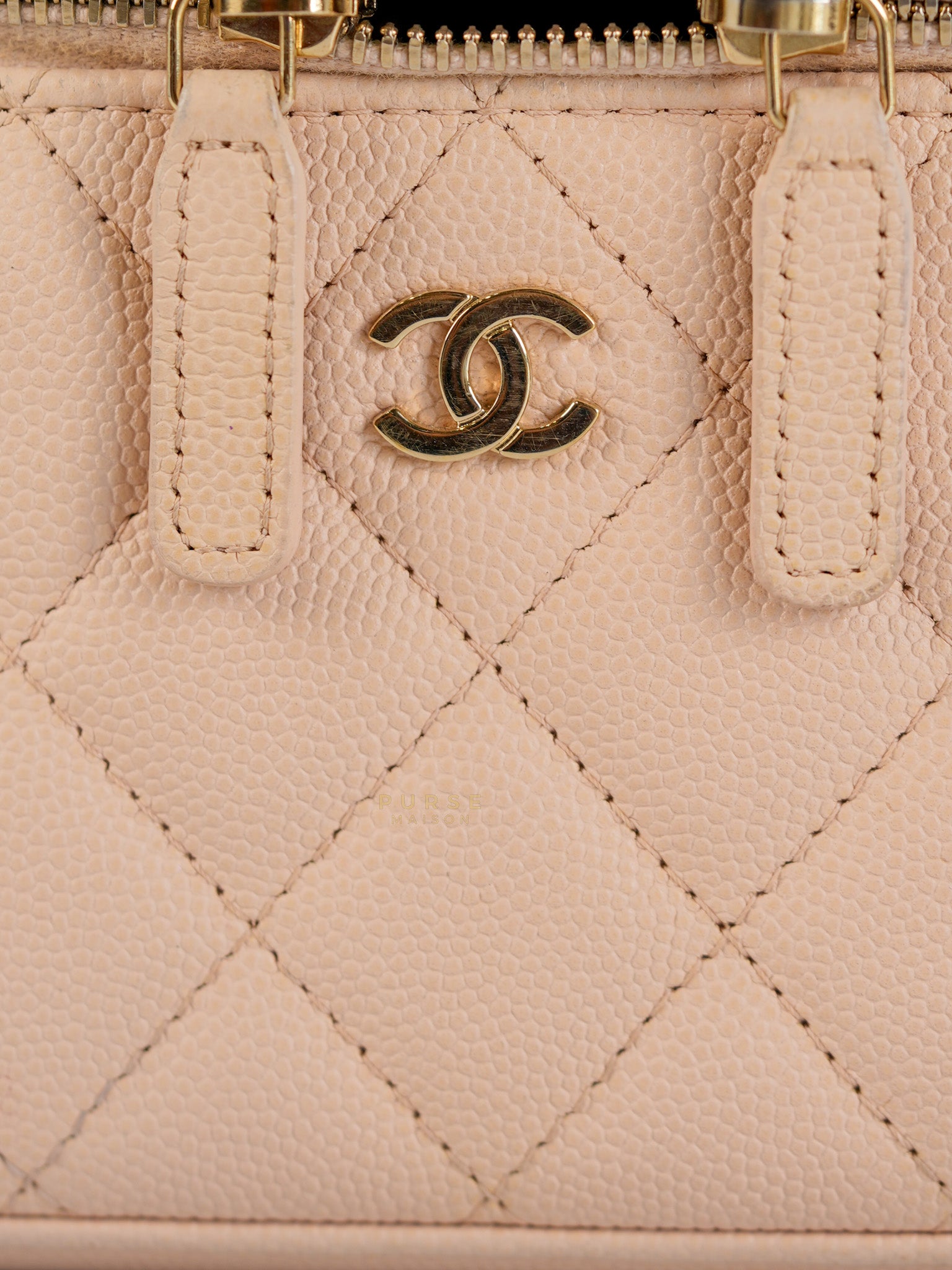 Vanity Light Beige in Caviar Leather and Light Gold Hardware Series 31 | Purse Maison Luxury Bags Shop