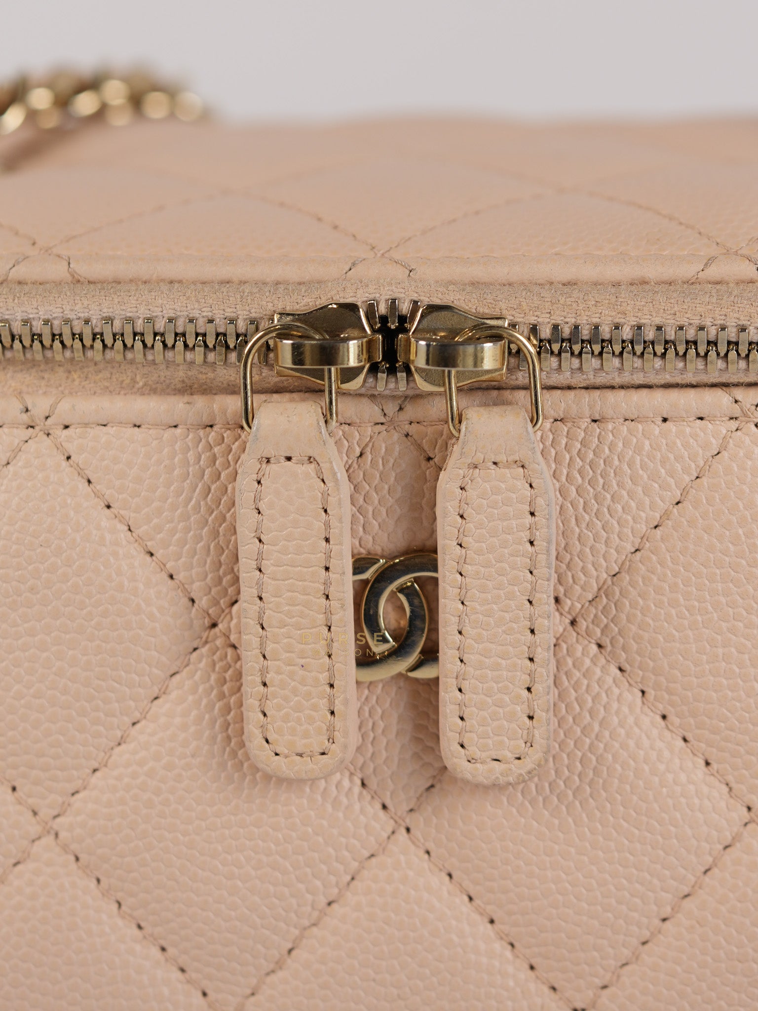 Vanity Light Beige in Caviar Leather and Light Gold Hardware Series 31 | Purse Maison Luxury Bags Shop