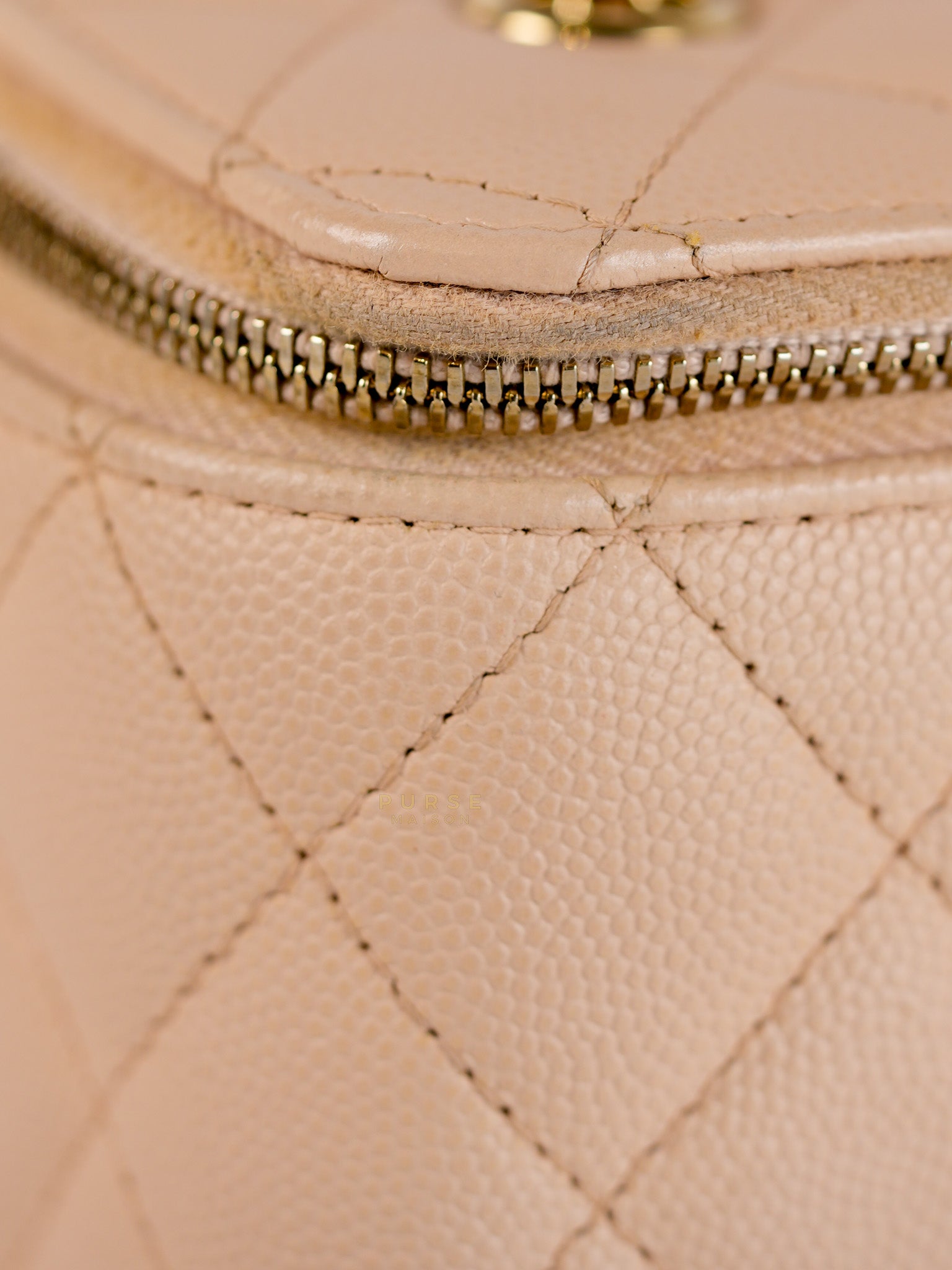 Vanity Light Beige in Caviar Leather and Light Gold Hardware Series 31 | Purse Maison Luxury Bags Shop