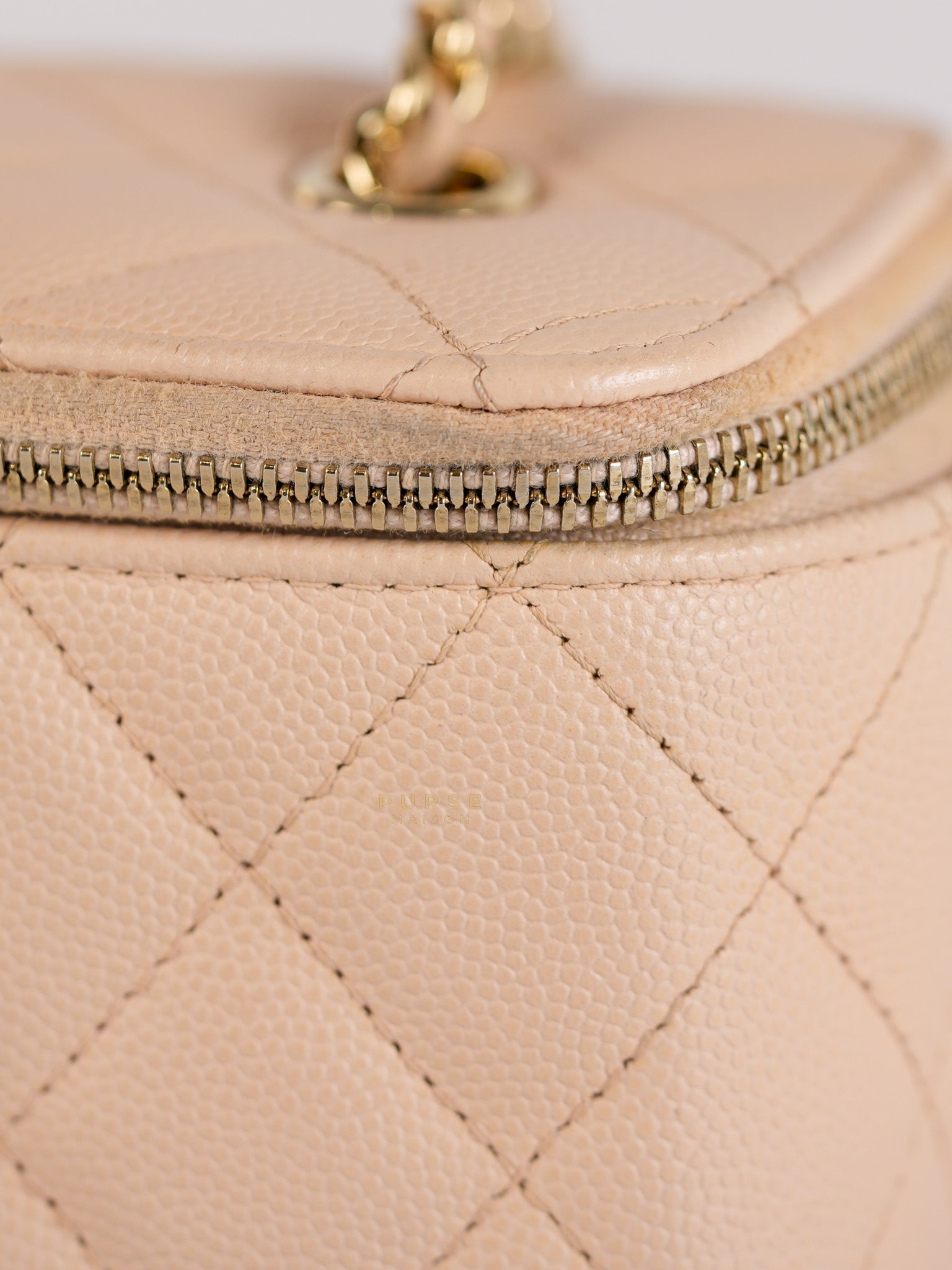Vanity Light Beige in Caviar Leather and Light Gold Hardware Series 31 | Purse Maison Luxury Bags Shop