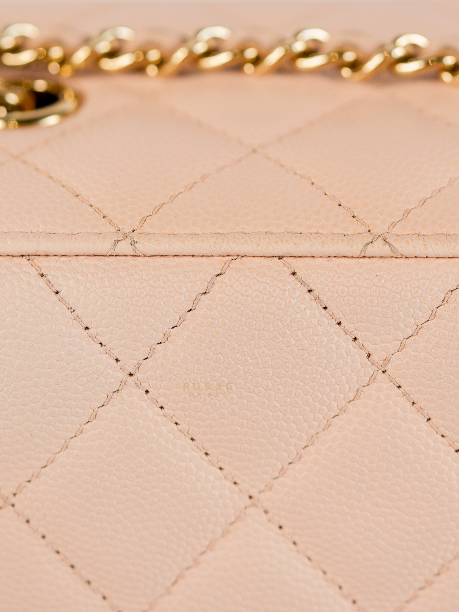 Vanity Light Beige in Caviar Leather and Light Gold Hardware Series 31 | Purse Maison Luxury Bags Shop
