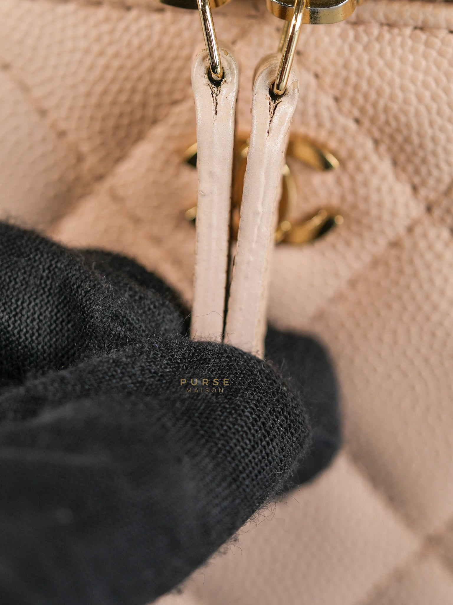 Vanity Light Beige in Caviar Leather and Light Gold Hardware Series 31 | Purse Maison Luxury Bags Shop