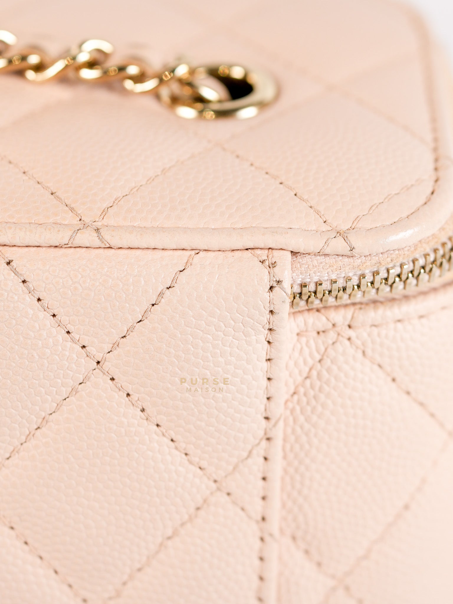 Vanity Light Beige in Caviar Leather and Light Gold Hardware Series 31 | Purse Maison Luxury Bags Shop