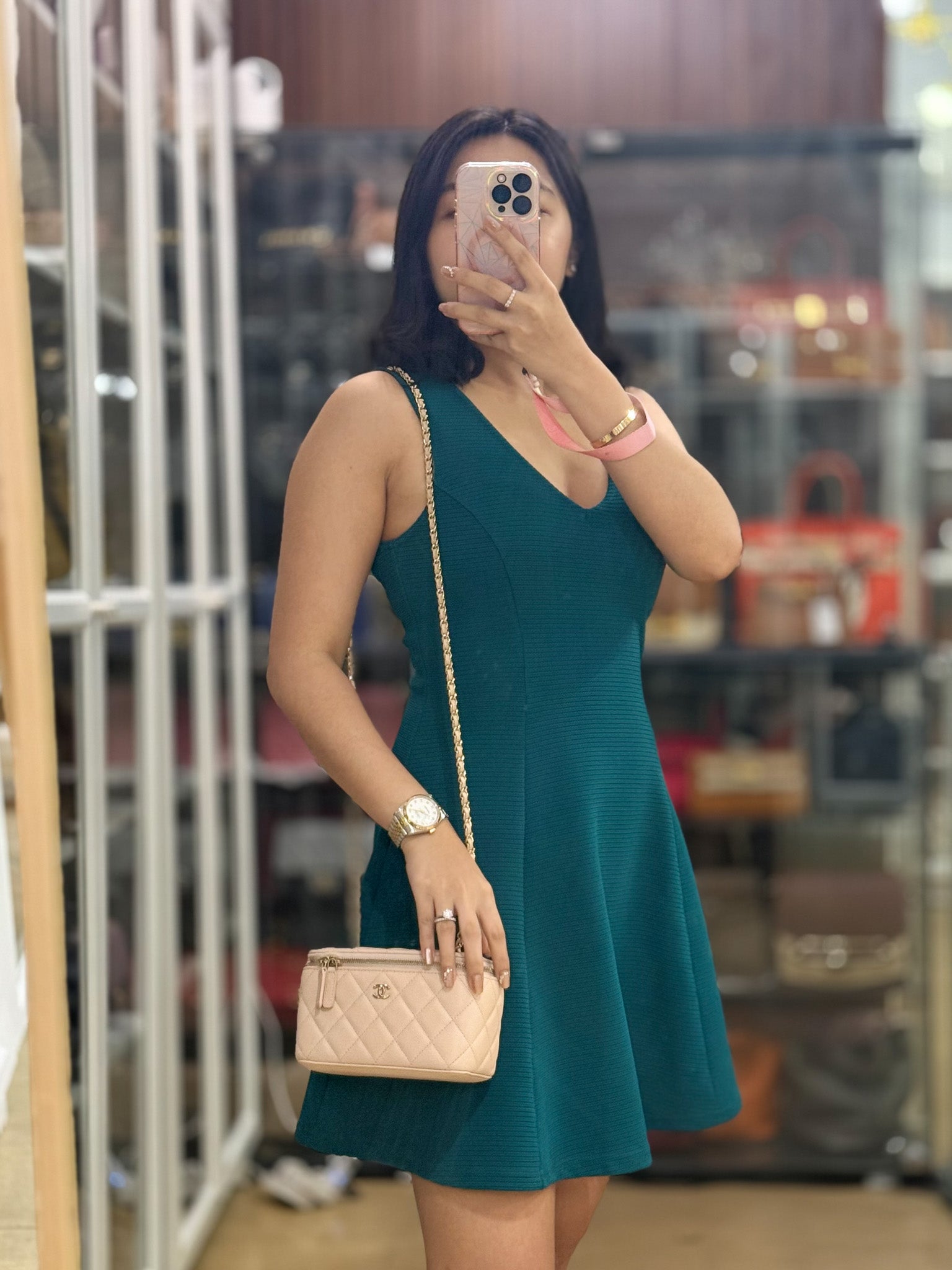 Vanity Light Beige in Caviar Leather and Light Gold Hardware Series 31 | Purse Maison Luxury Bags Shop