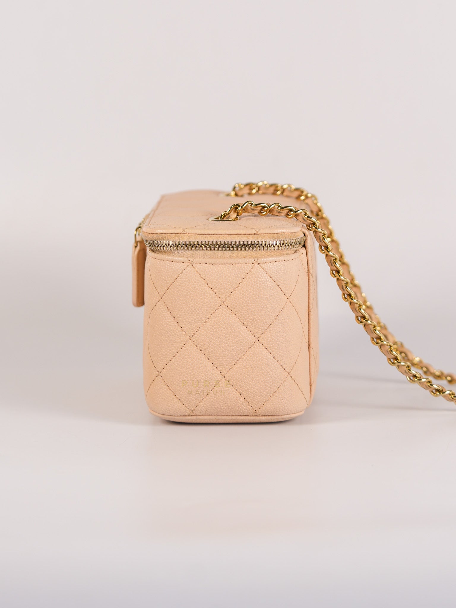 Vanity Light Beige in Caviar Leather and Light Gold Hardware Series 31 | Purse Maison Luxury Bags Shop