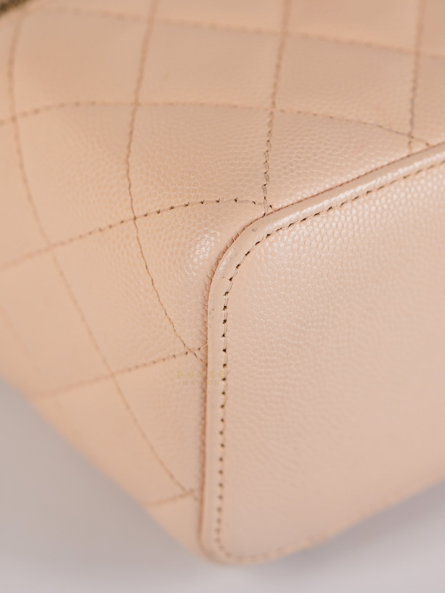 Vanity Light Beige in Caviar Leather and Light Gold Hardware Series 31 | Purse Maison Luxury Bags Shop