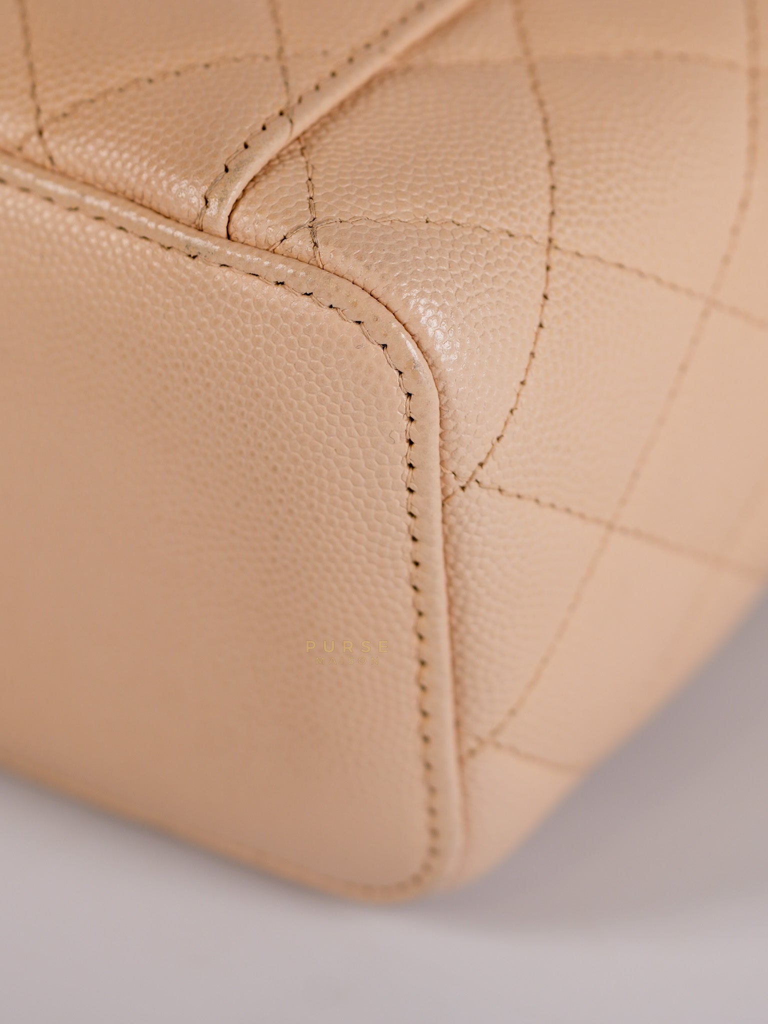 Vanity Light Beige in Caviar Leather and Light Gold Hardware Series 31 | Purse Maison Luxury Bags Shop