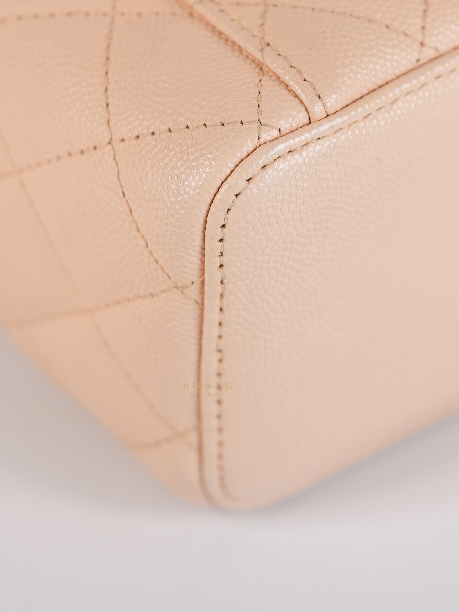 Vanity Light Beige in Caviar Leather and Light Gold Hardware Series 31 | Purse Maison Luxury Bags Shop