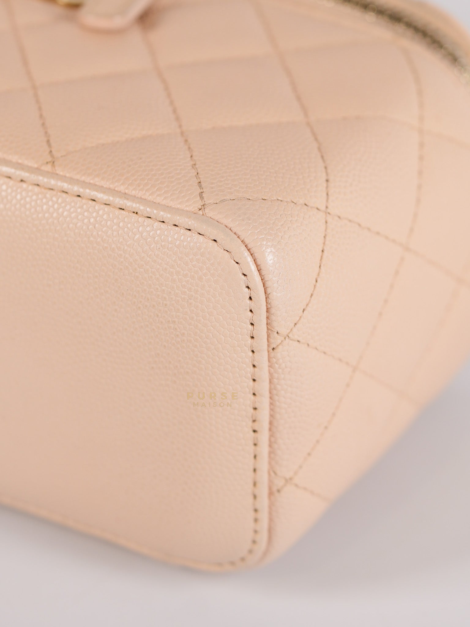 Vanity Light Beige in Caviar Leather and Light Gold Hardware Series 31 | Purse Maison Luxury Bags Shop