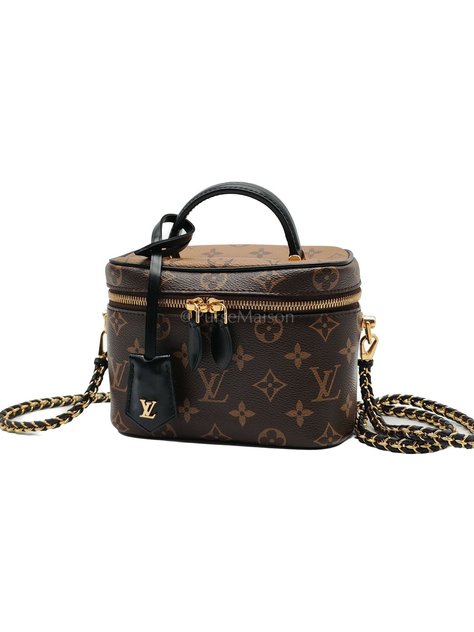 Vanity Top Handle PM in Reverse Monogram Canvas Shoulder Bag (Microchip) | Purse Maison Luxury Bags Shop