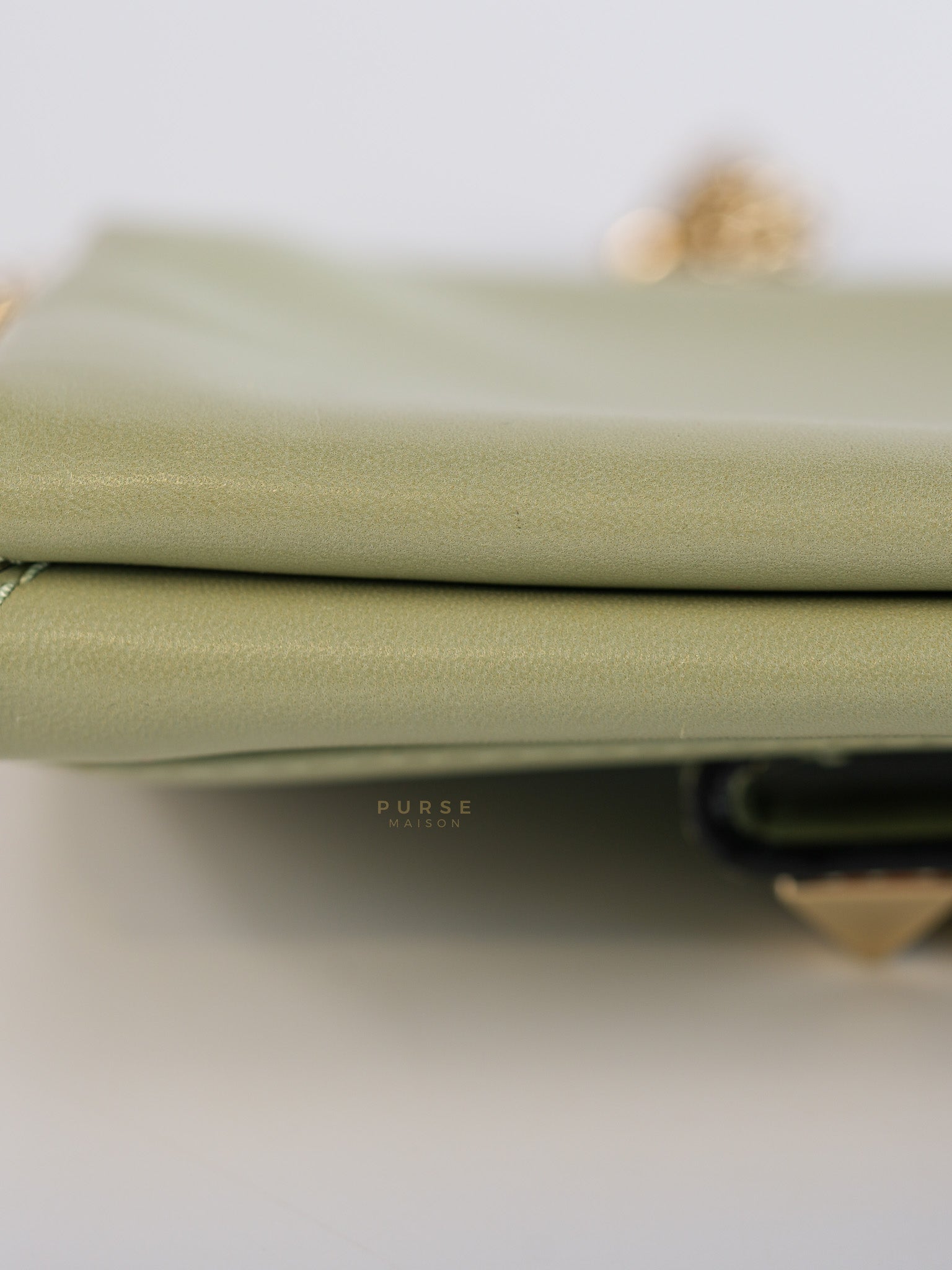 Vavavoom Rockstud Light Green Leather | Purse Maison Luxury Bags Shop