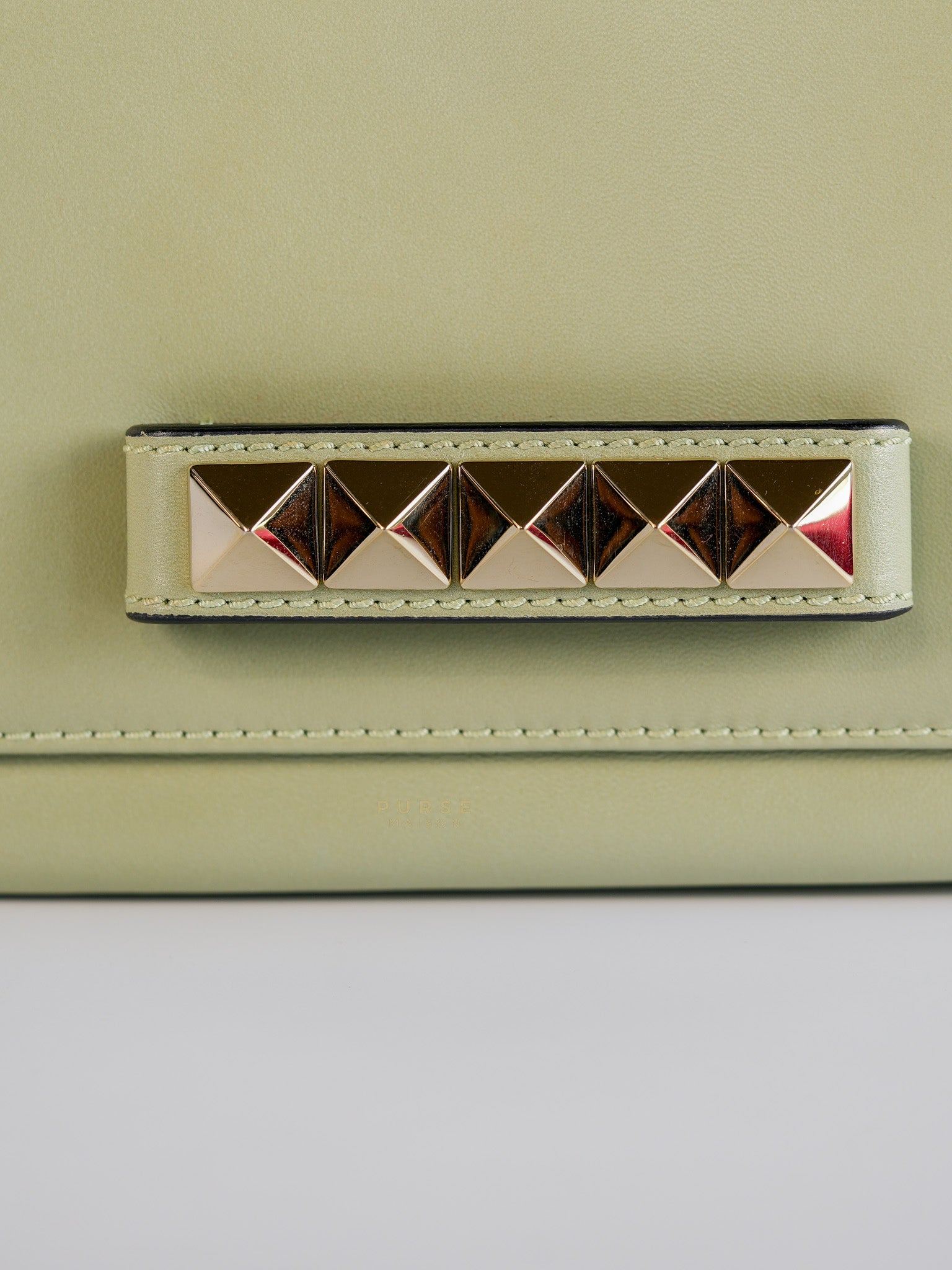 Vavavoom Rockstud Light Green Leather | Purse Maison Luxury Bags Shop
