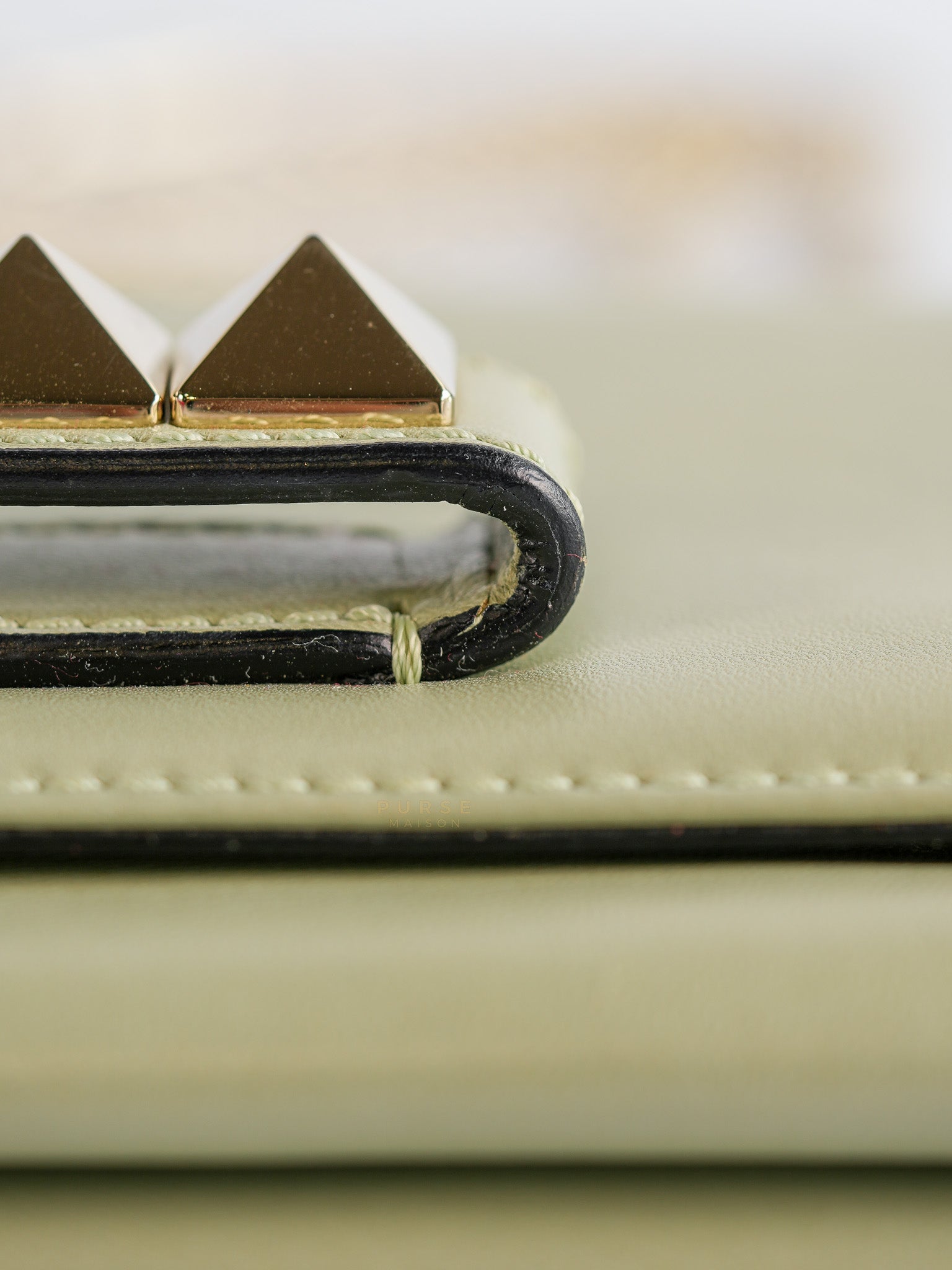 Vavavoom Rockstud Light Green Leather | Purse Maison Luxury Bags Shop