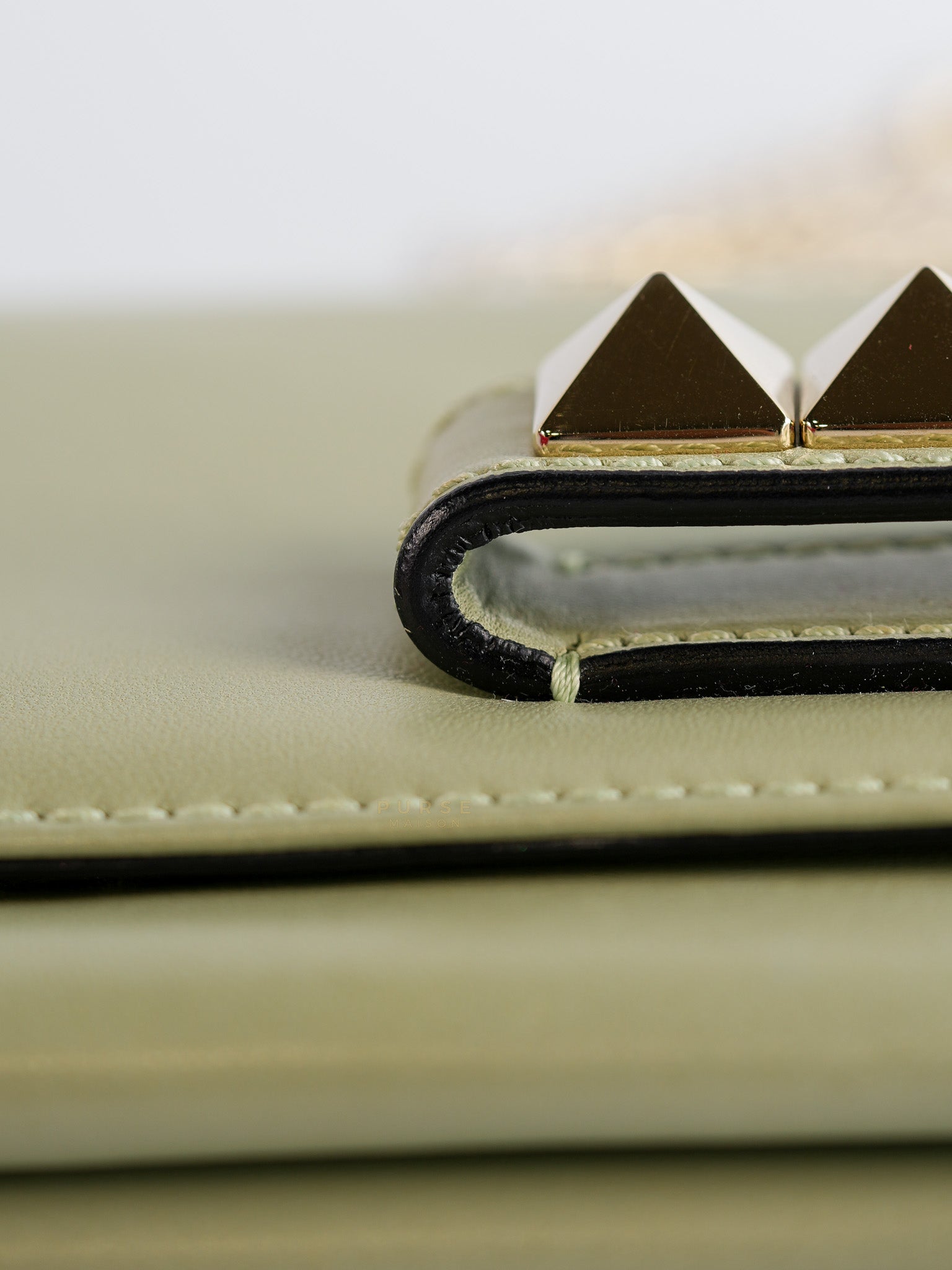 Vavavoom Rockstud Light Green Leather | Purse Maison Luxury Bags Shop