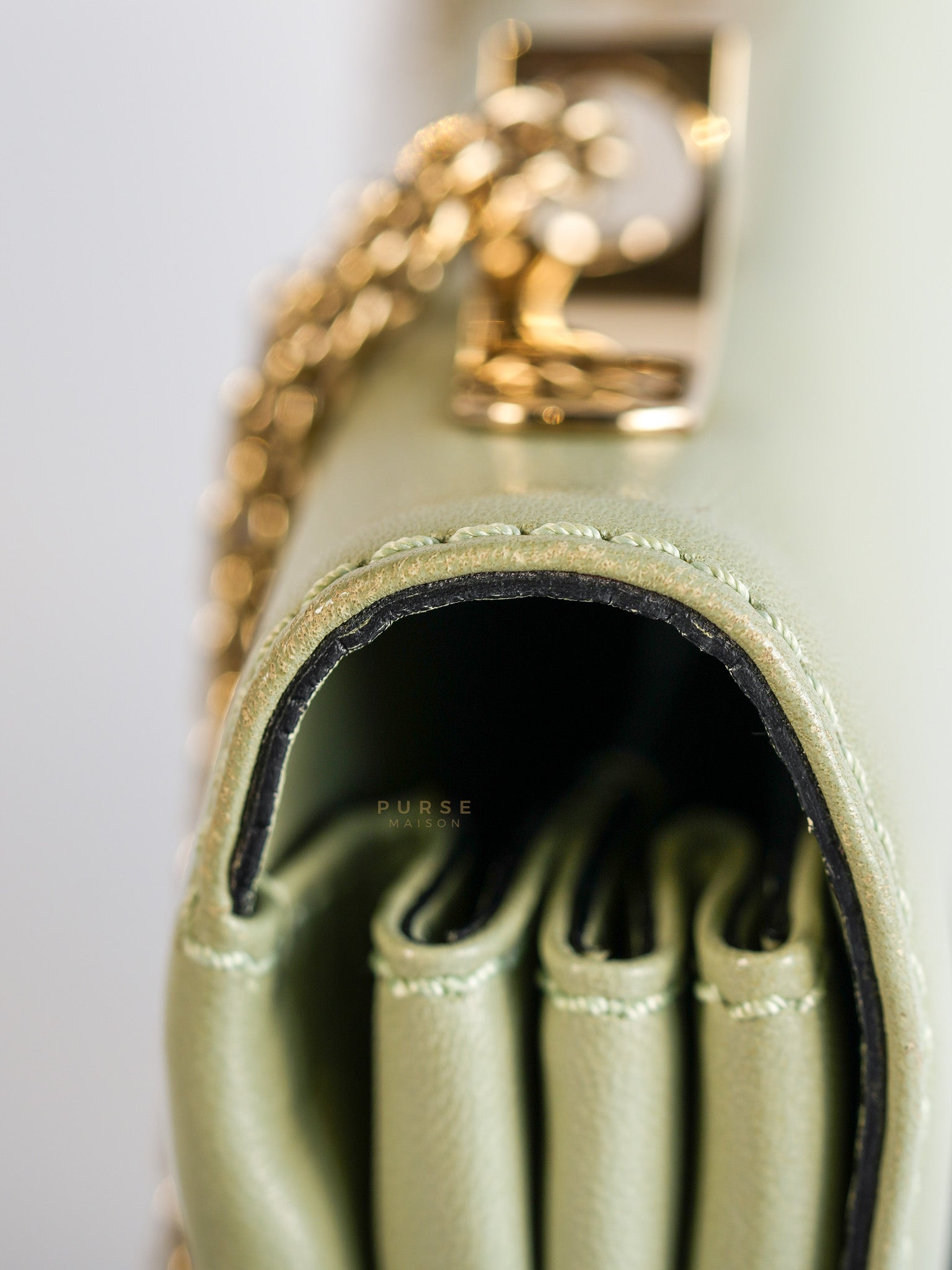 Vavavoom Rockstud Light Green Leather | Purse Maison Luxury Bags Shop