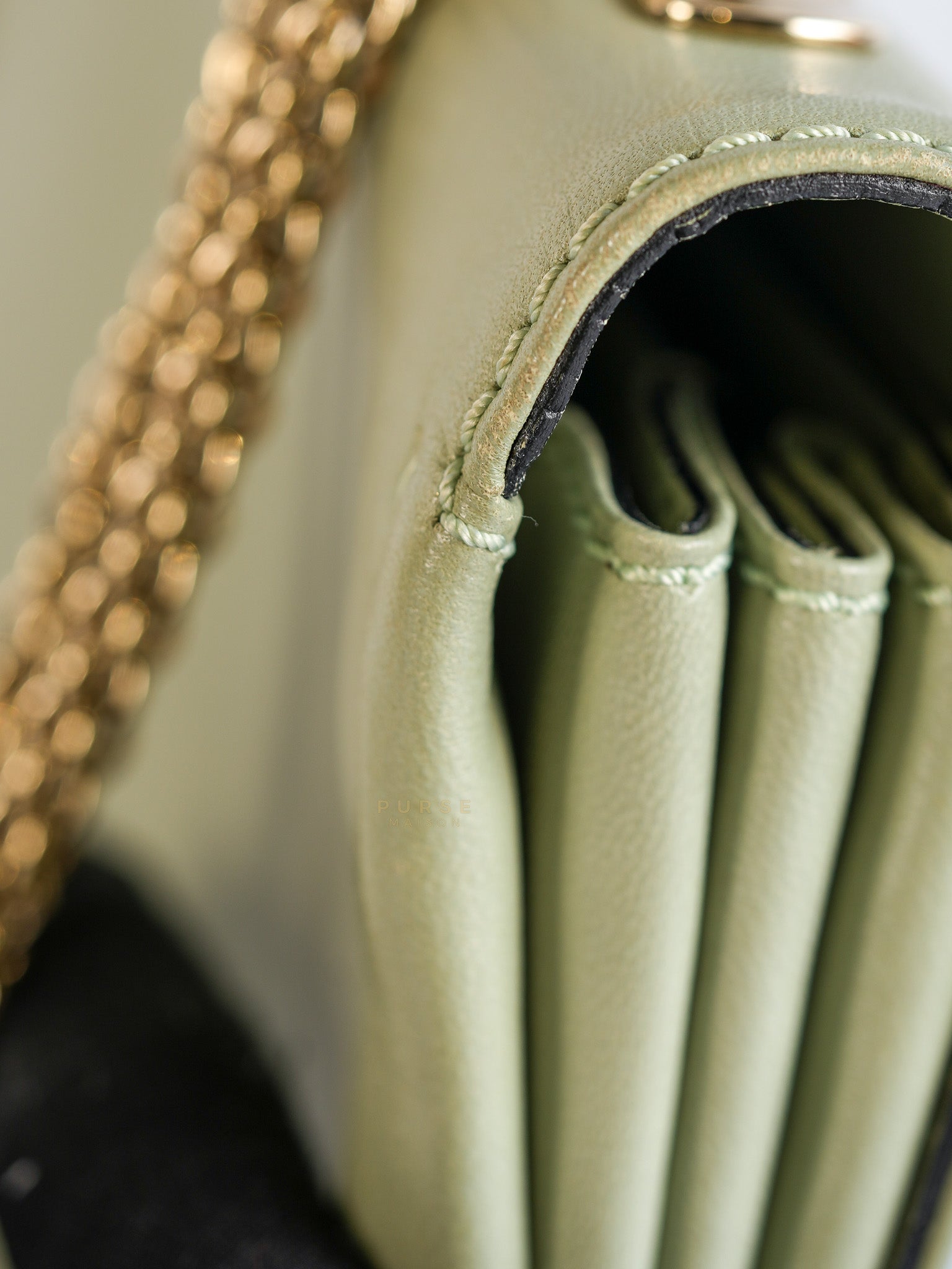 Vavavoom Rockstud Light Green Leather | Purse Maison Luxury Bags Shop