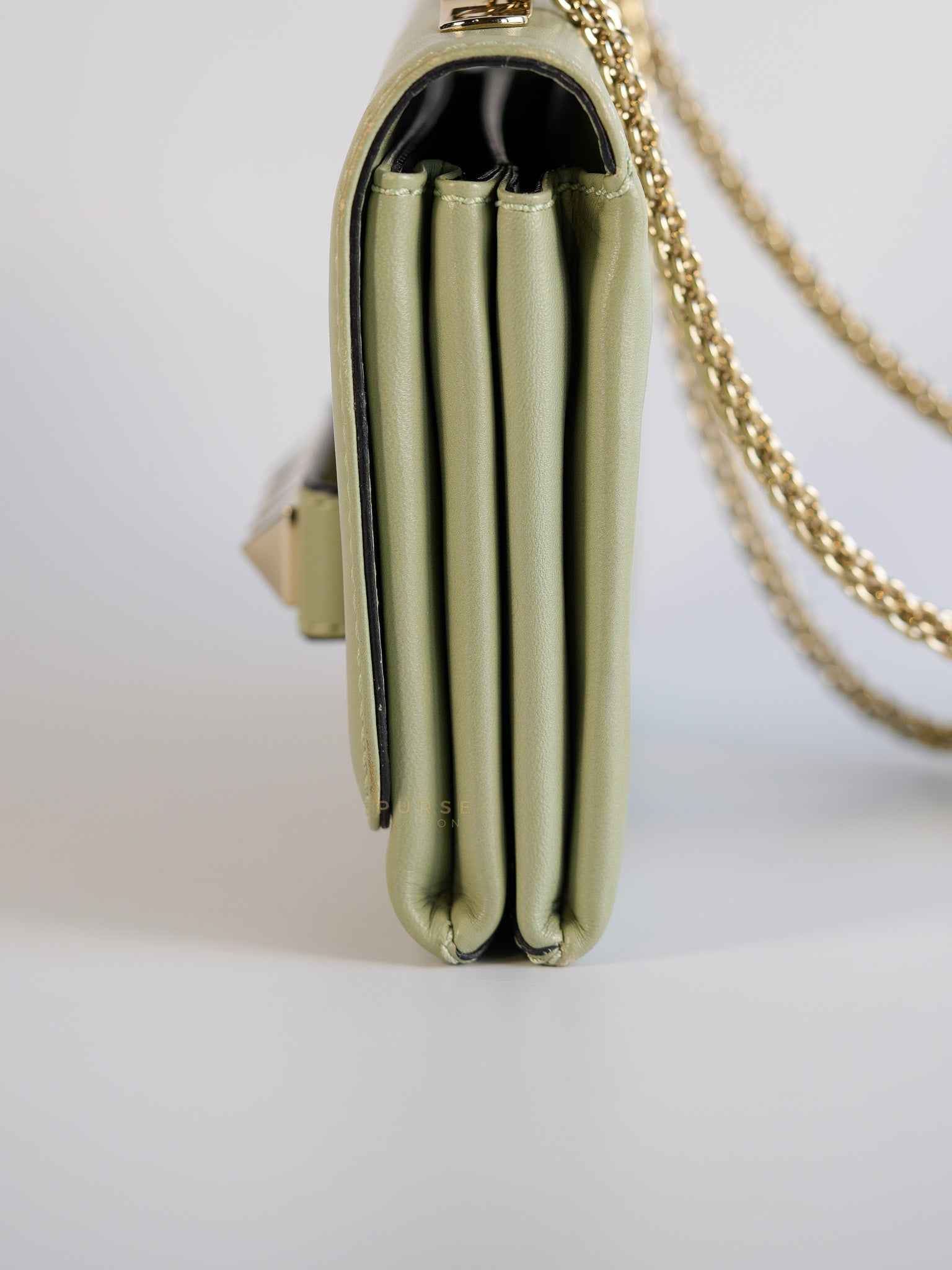 Vavavoom Rockstud Light Green Leather | Purse Maison Luxury Bags Shop