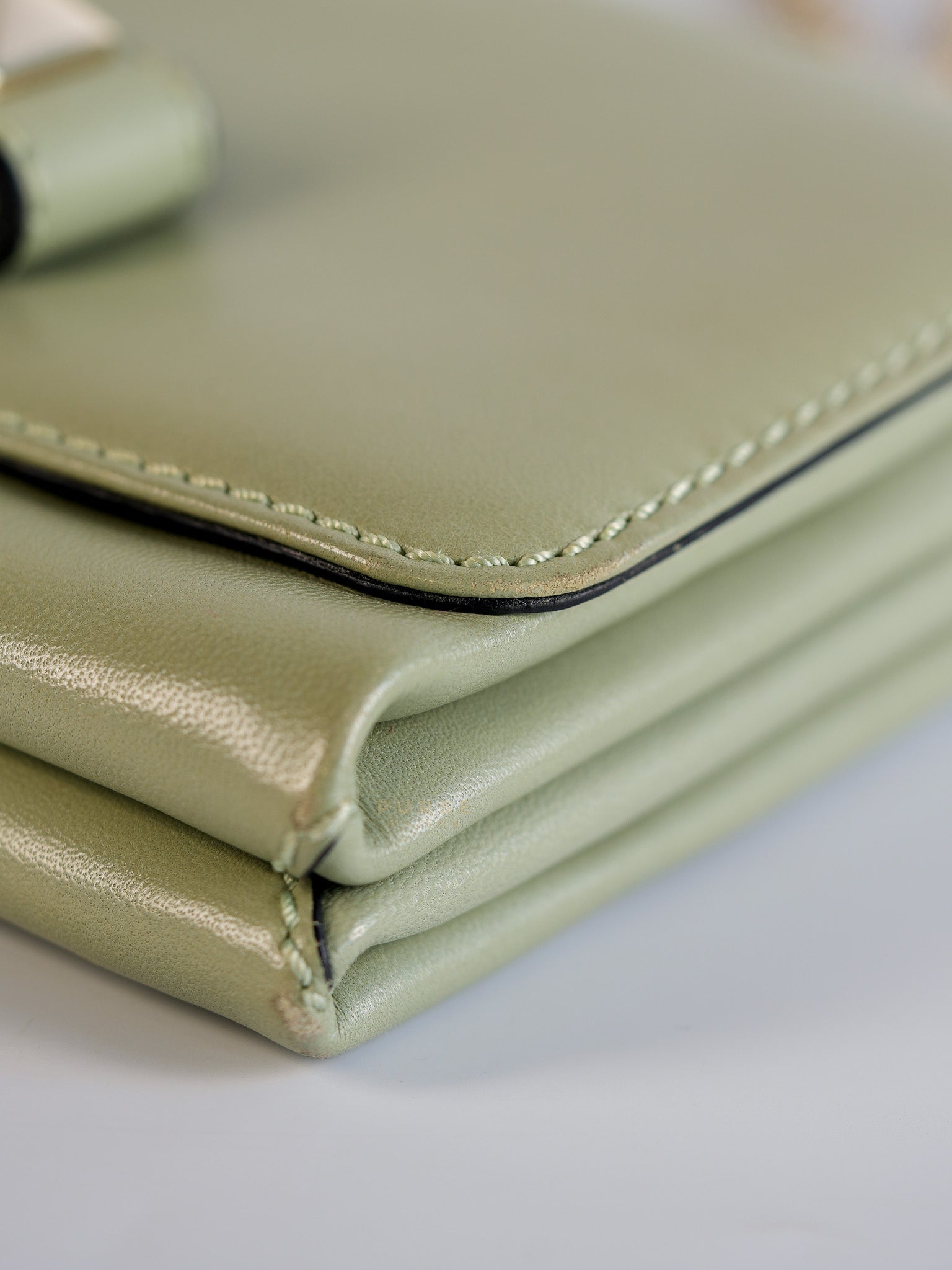 Vavavoom Rockstud Light Green Leather | Purse Maison Luxury Bags Shop