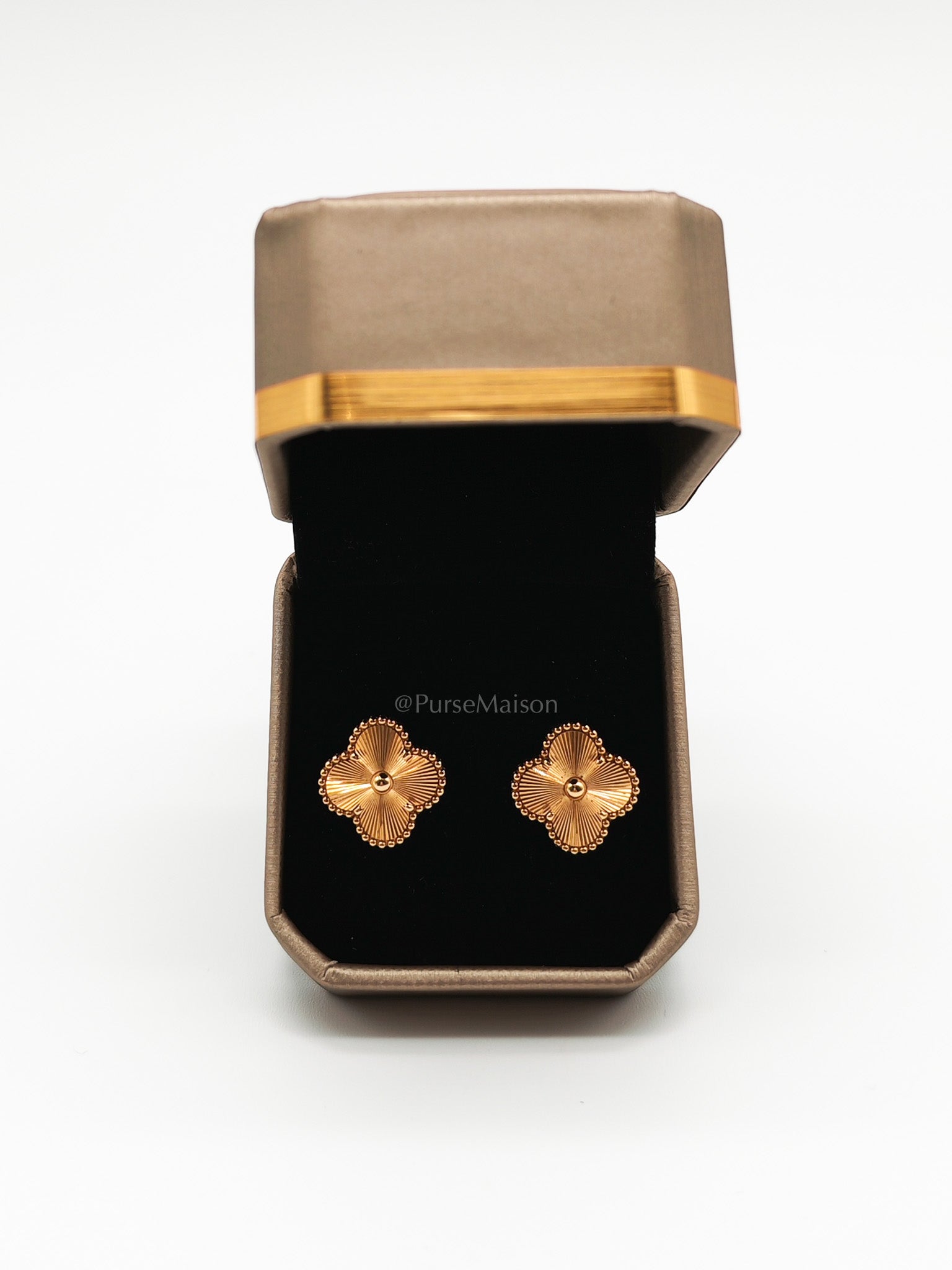 VCA Inspired Vintage Guilloche Yellow Gold Earrings 8 Grams